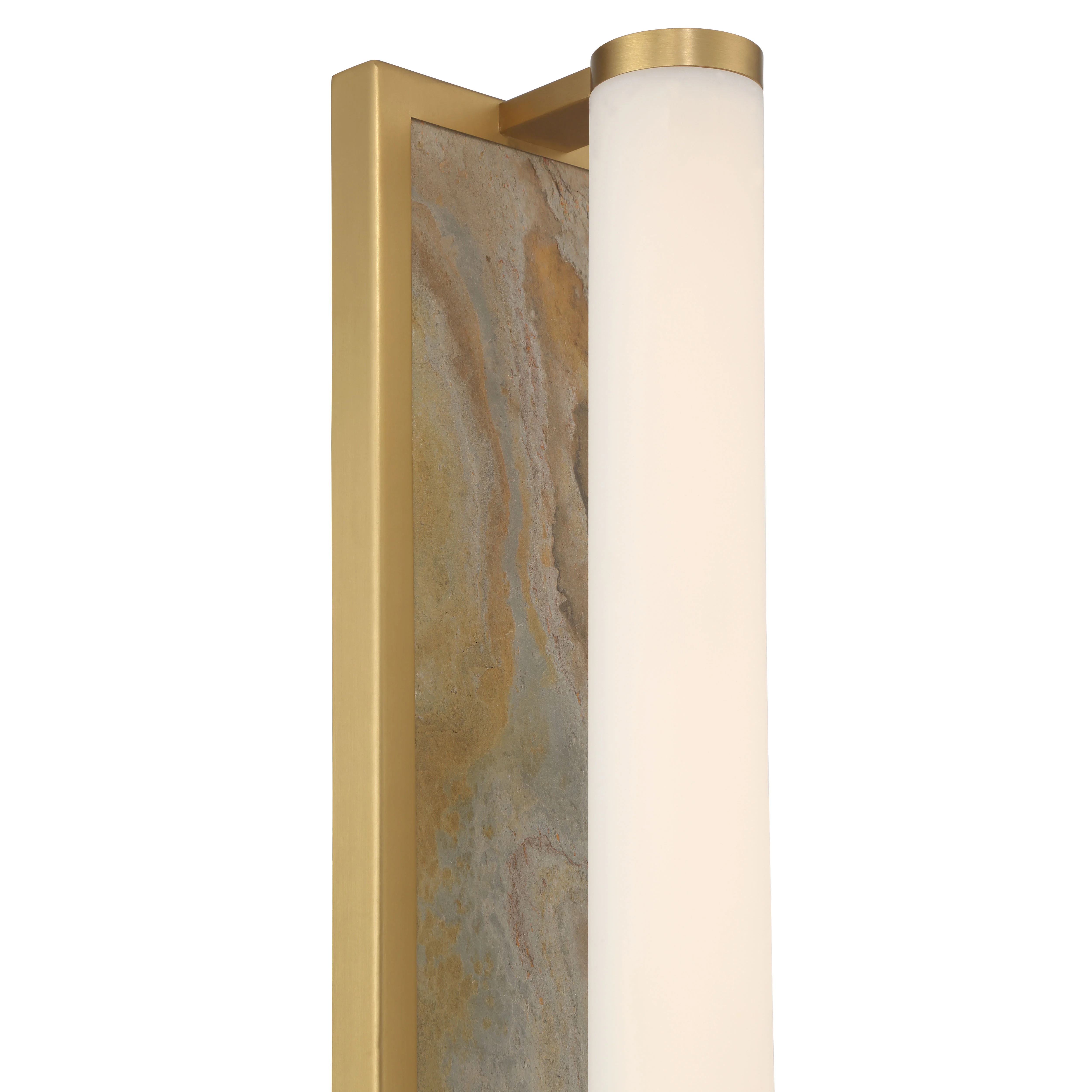 Stratum Integrated LED 18in Vanity in Brushed Champagne Brass with Moon Rock Slate - Image 7