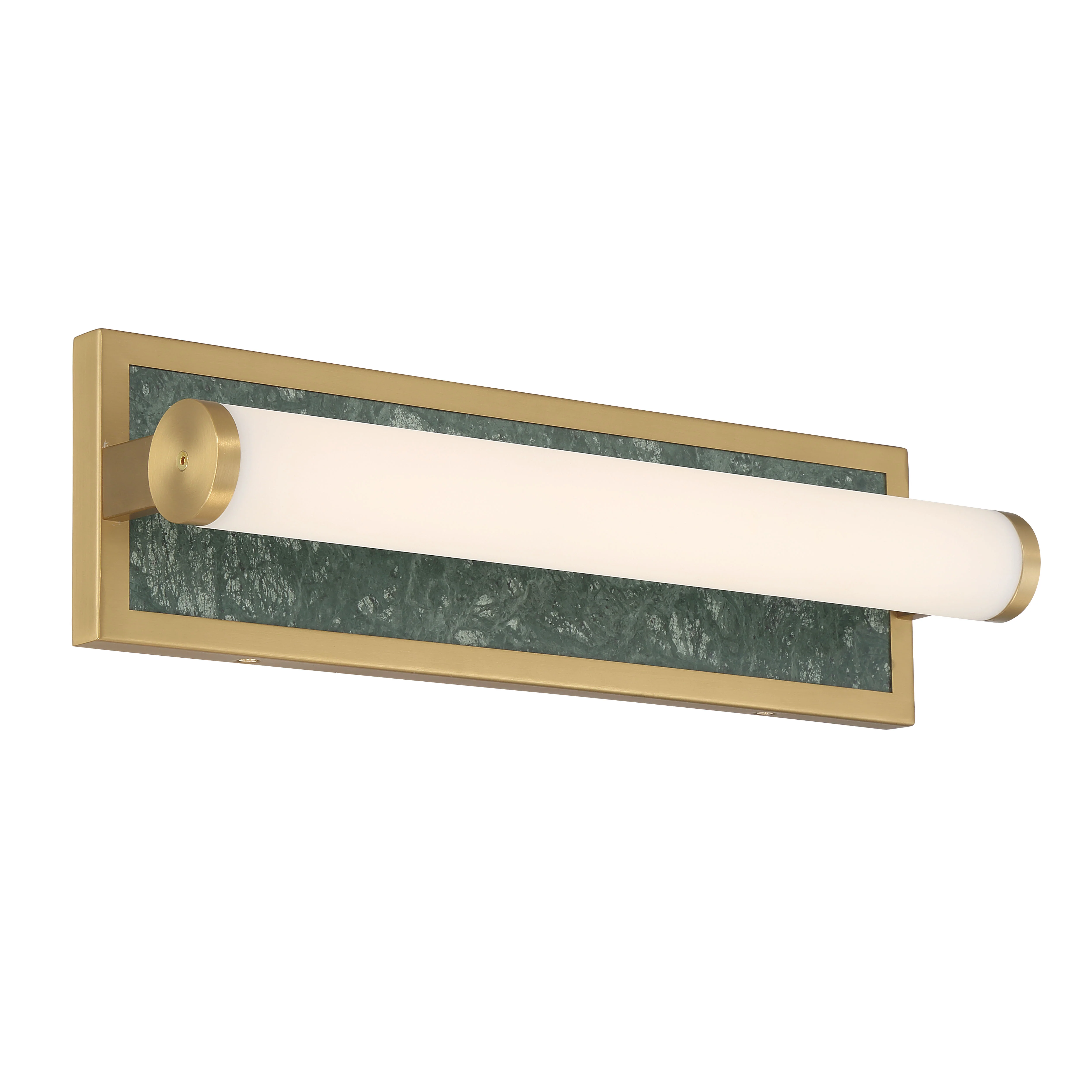 Stratum Integrated LED 18in Vanity in Brushed Champagne Brass with Persian Green Marble