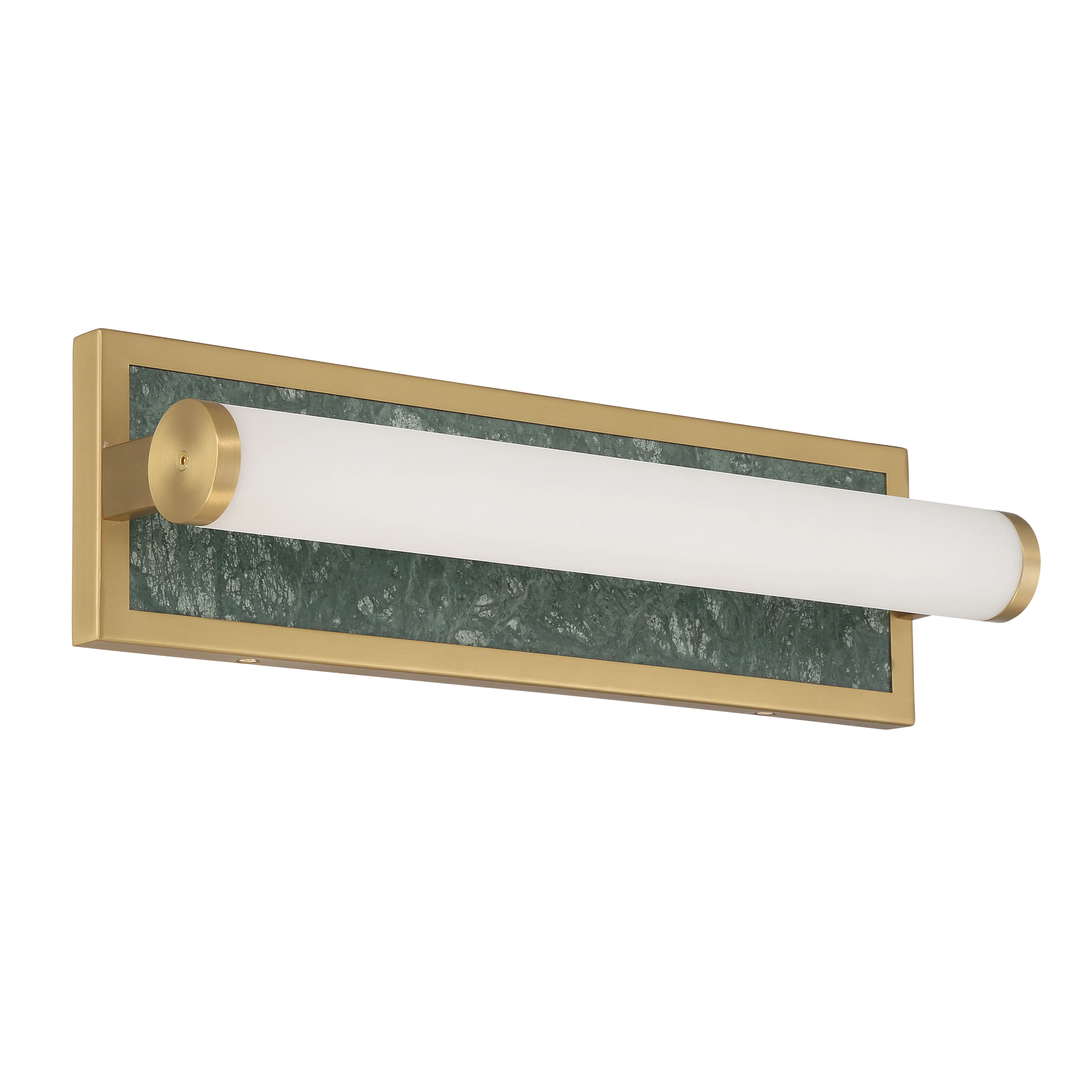 Stratum Integrated LED 18in Vanity in Brushed Champagne Brass with Persian Green Marble - Image 2
