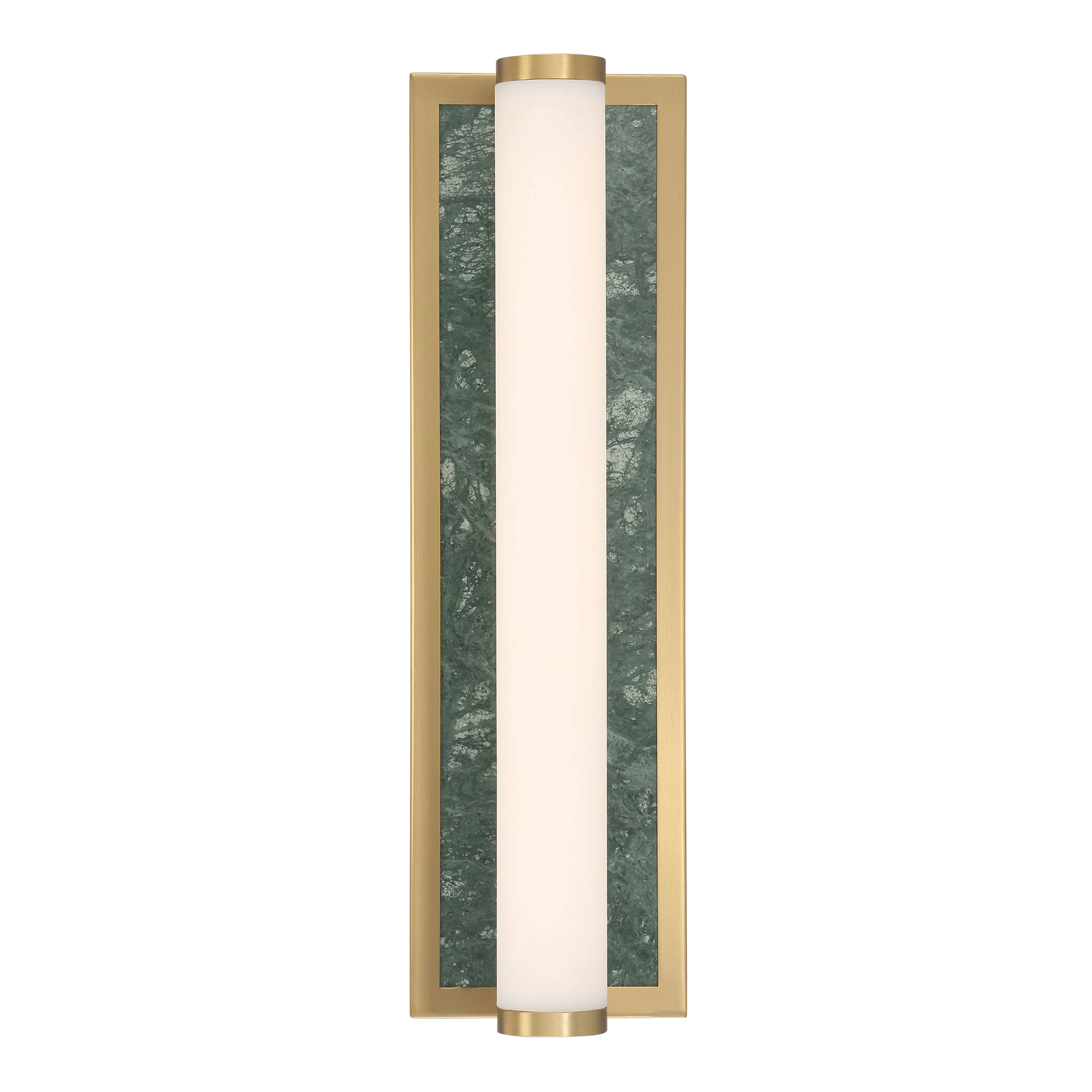 Stratum Integrated LED 18in Vanity in Brushed Champagne Brass with Persian Green Marble - Image 6