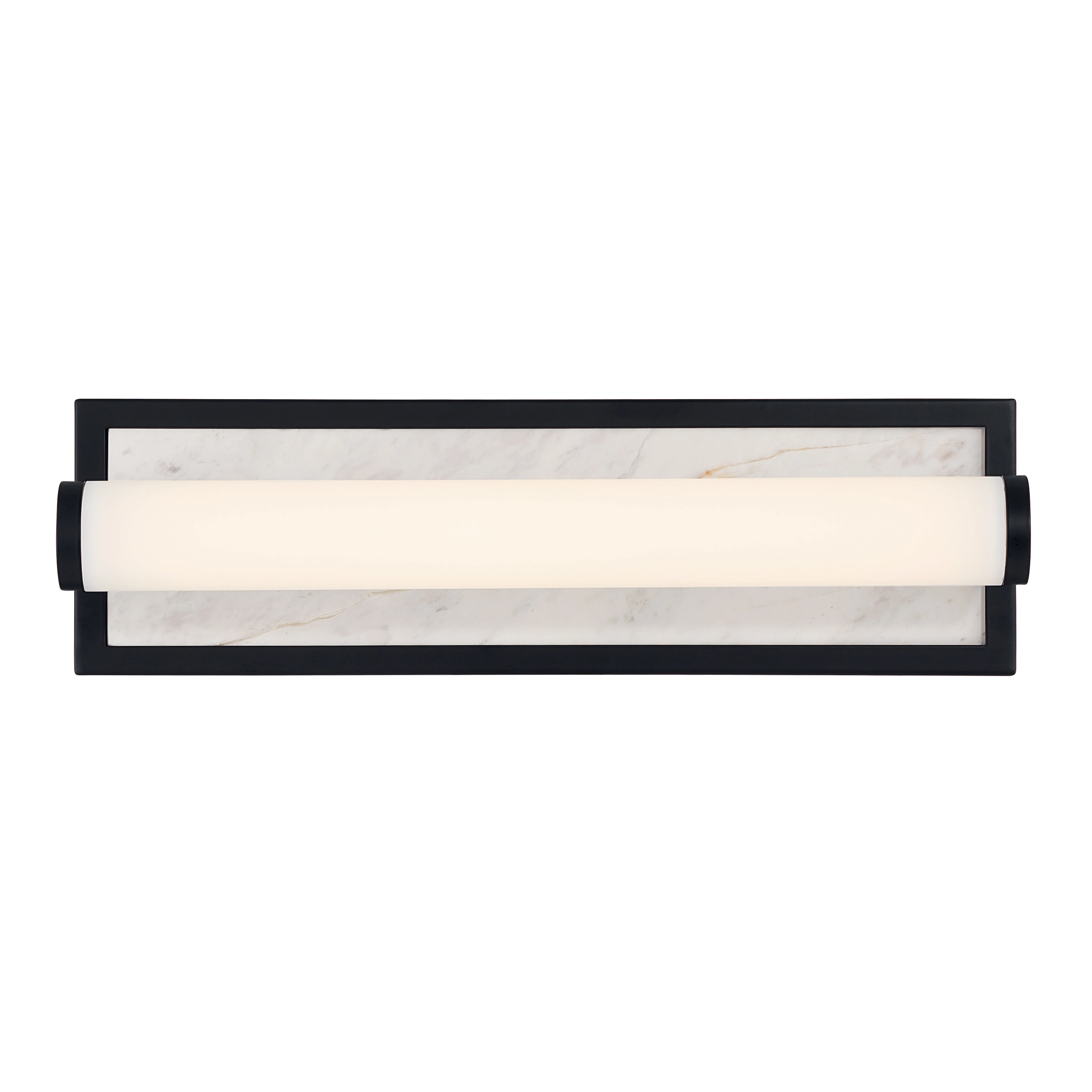 Stratum Integrated LED 18in Vanity in Matte Black with Jazz White Marble - Image 3