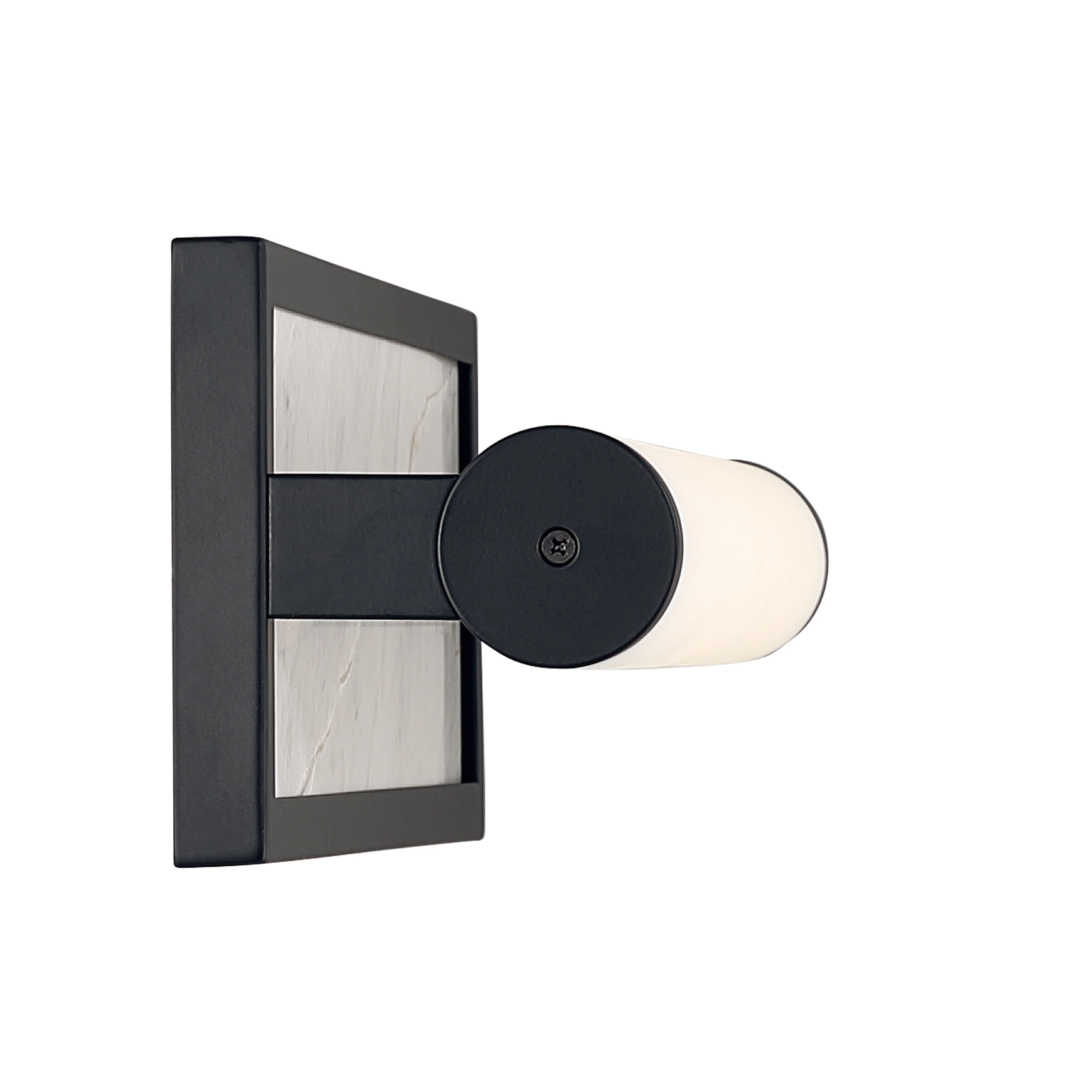 Stratum Integrated LED 18in Vanity in Matte Black with Jazz White Marble - Image 4
