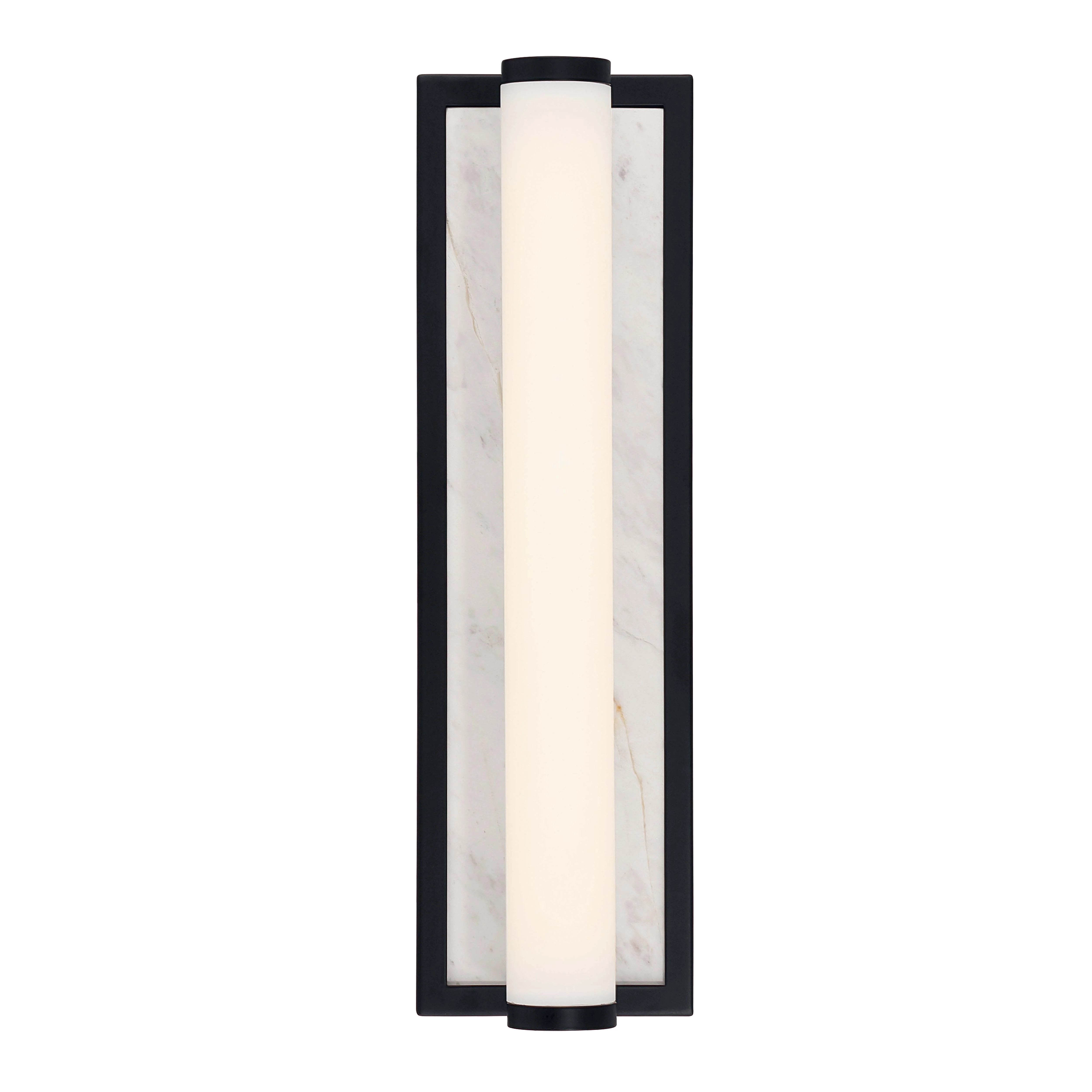 Stratum Integrated LED 18in Vanity in Matte Black with Jazz White Marble - Image 6