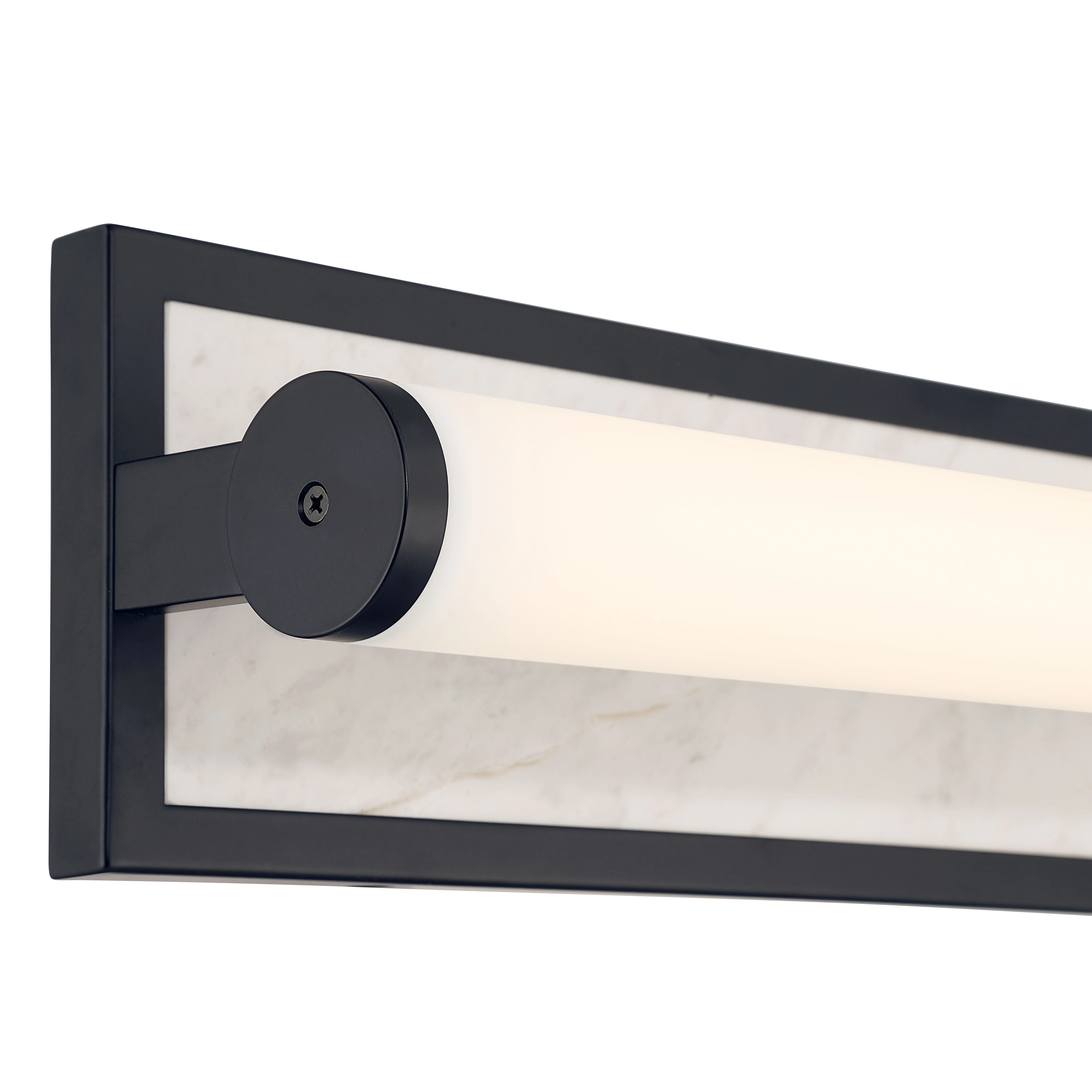 Stratum Integrated LED 18in Vanity in Matte Black with Jazz White Marble - Image 7