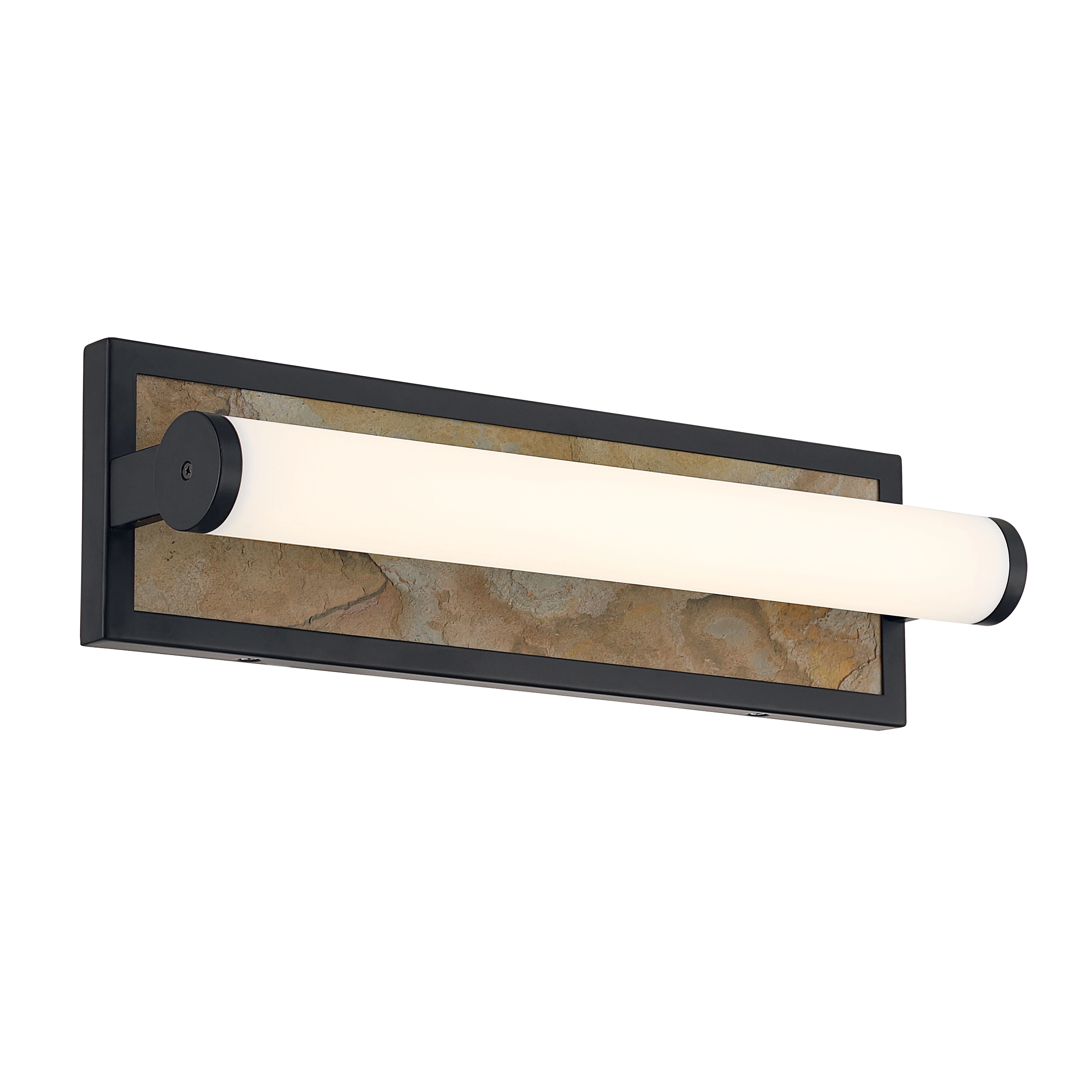 Stratum Integrated LED 18in Vanity in Matte Black with Moon Rock Slate