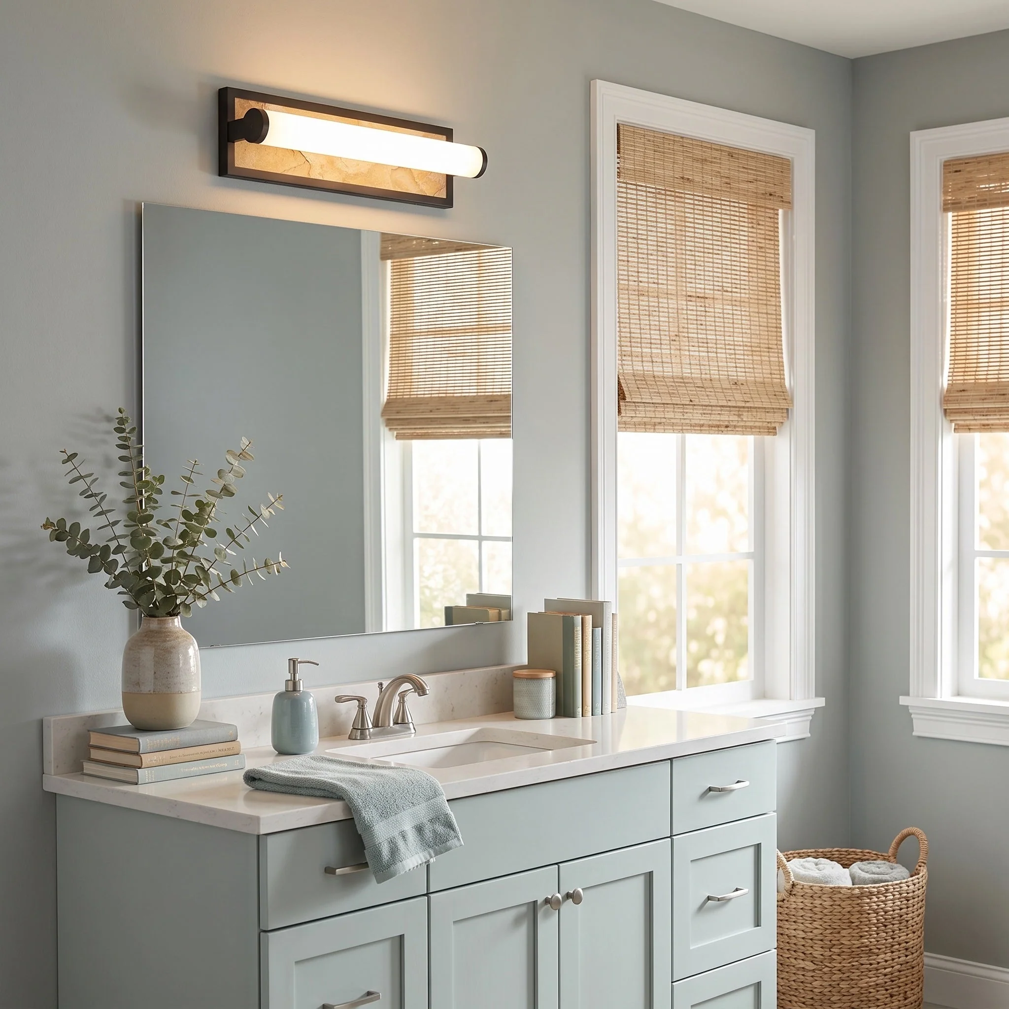 Stratum Integrated LED 18in Vanity in Matte Black with Moon Rock Slate - Image 10