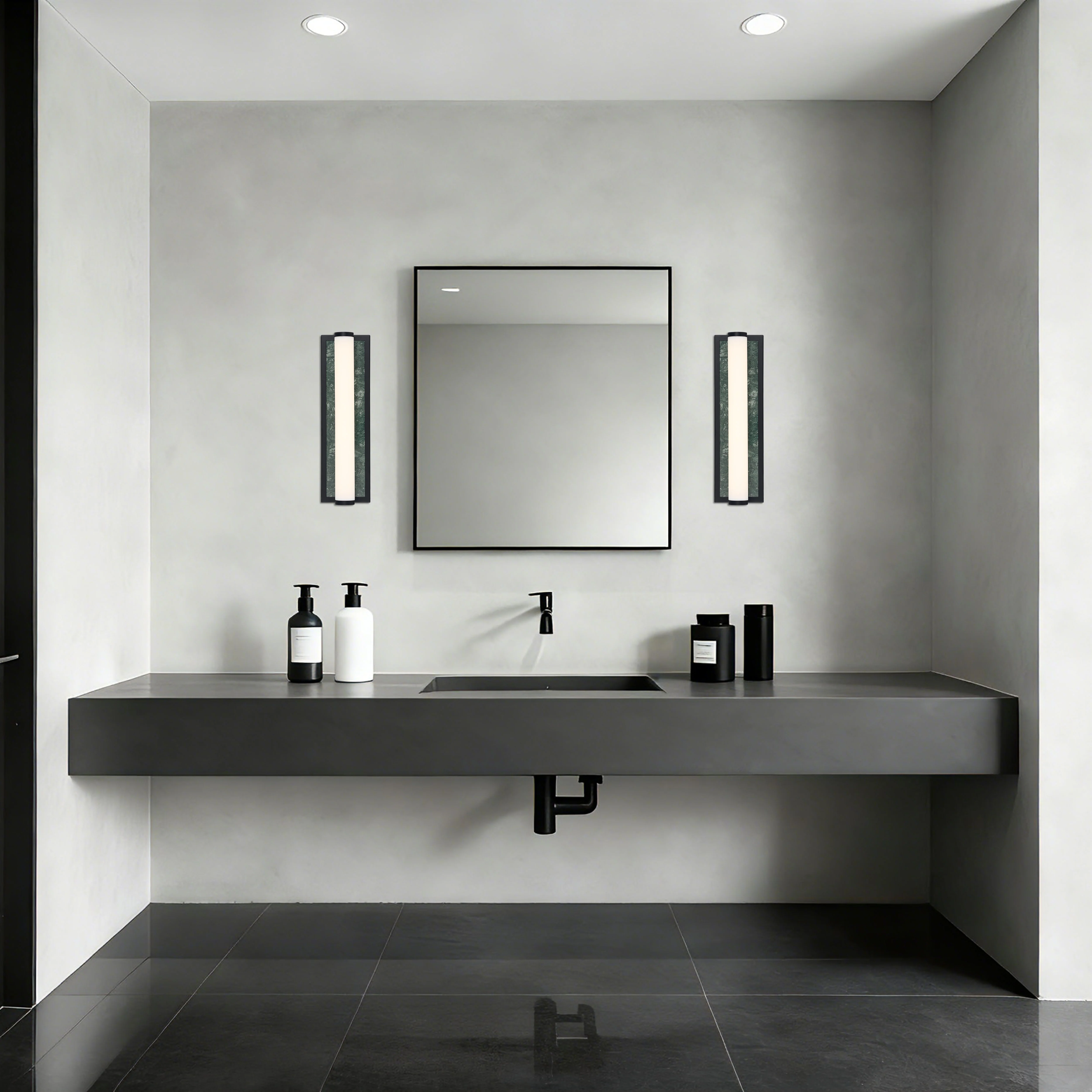 Stratum Integrated LED 18in Vanity in Matte Black with Persian Green Marble - Image 9
