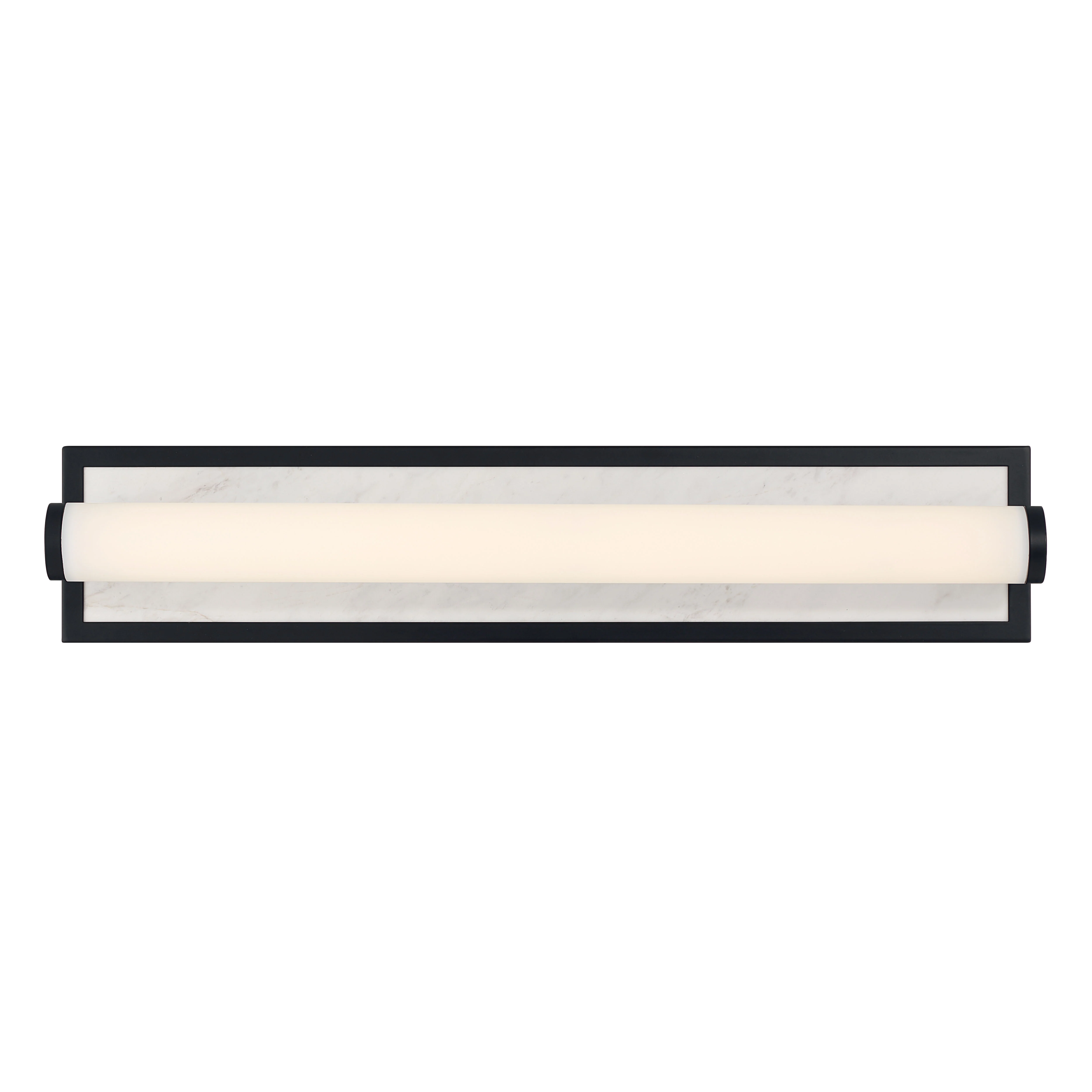 Stratum Integrated LED 24in Vanity in Matte Black with Jazz White Marble - Image 3