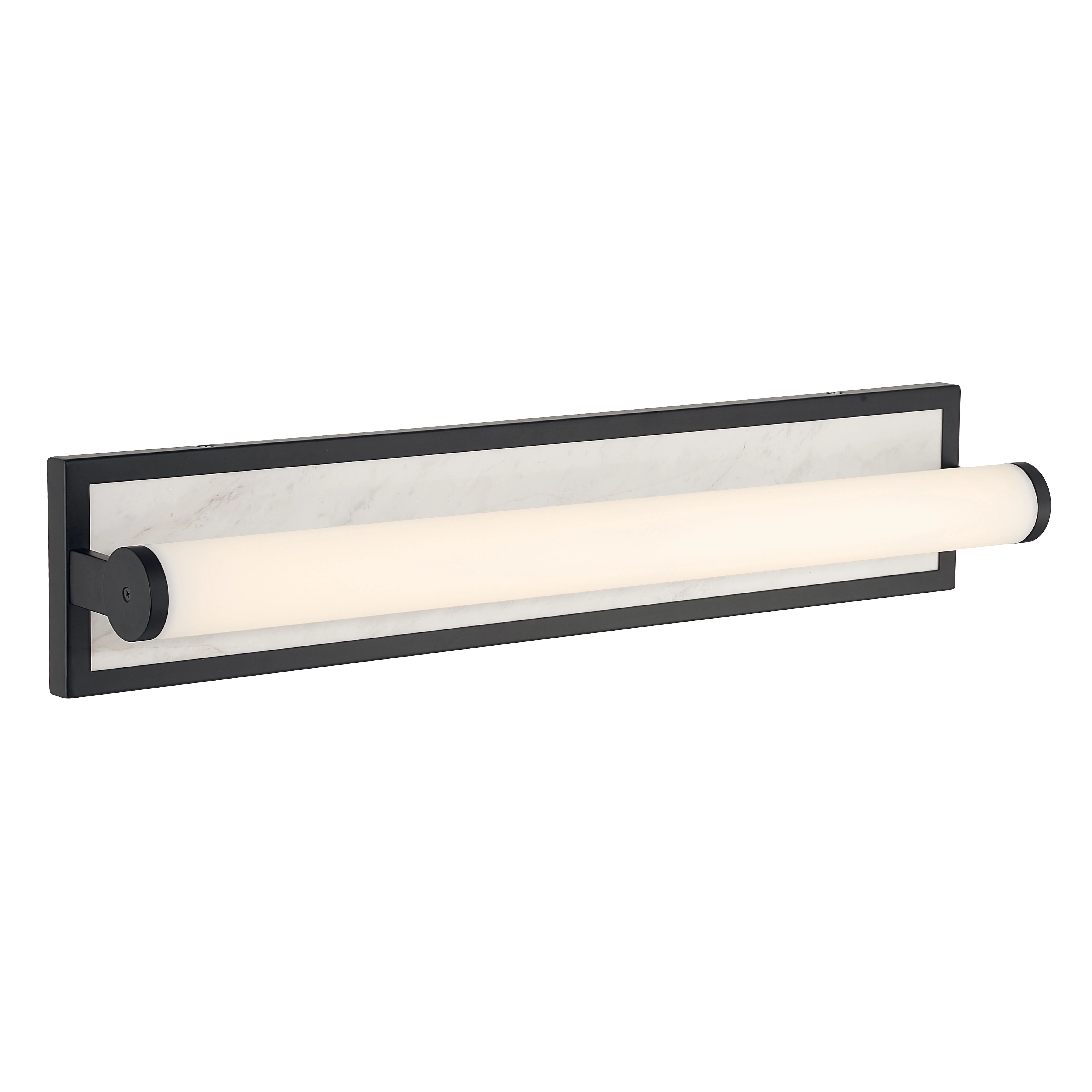 Stratum Integrated LED 24in Vanity in Matte Black with Jazz White Marble - Image 4