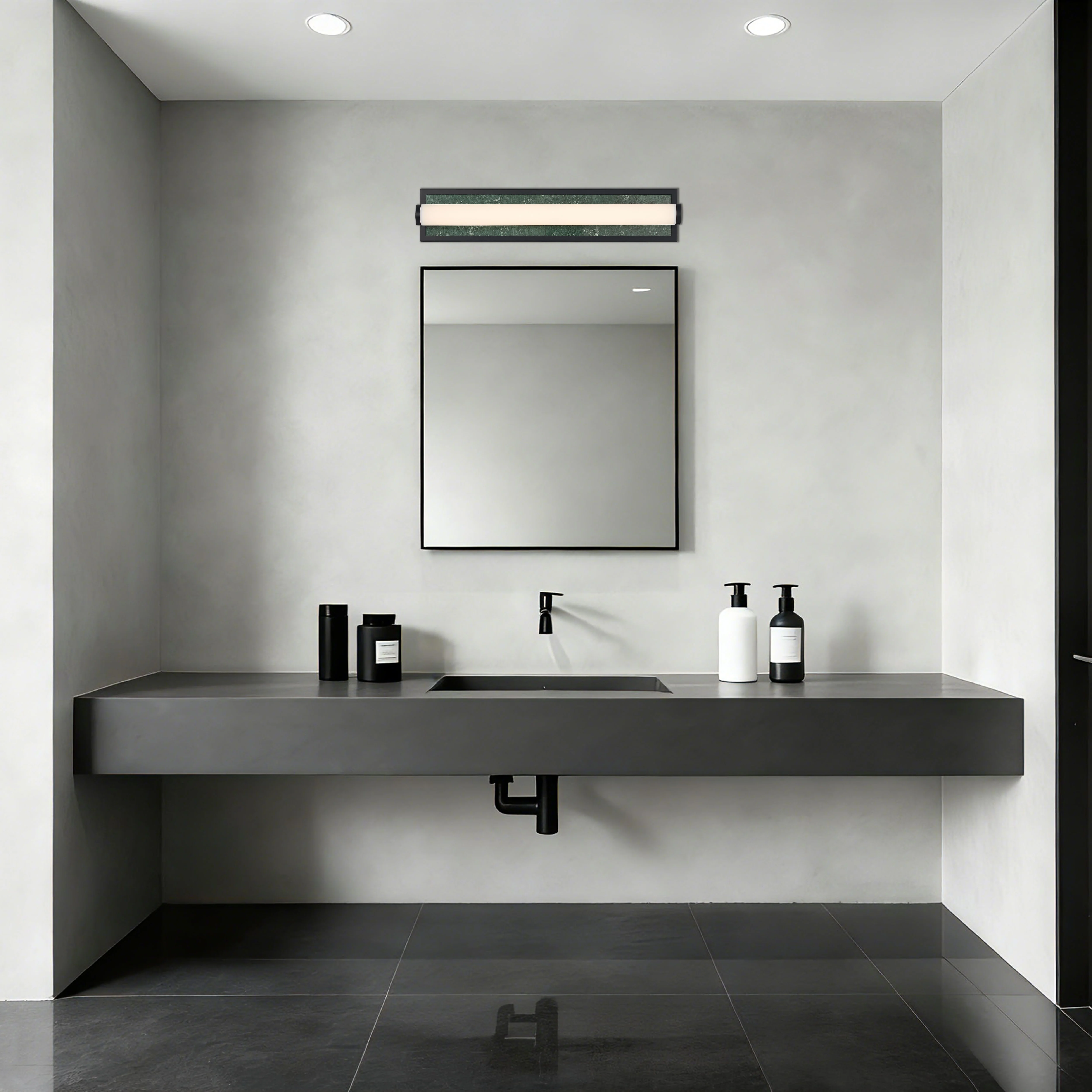 Stratum Integrated LED 24in Vanity in Matte Black with Persian Green Marble - Image 9