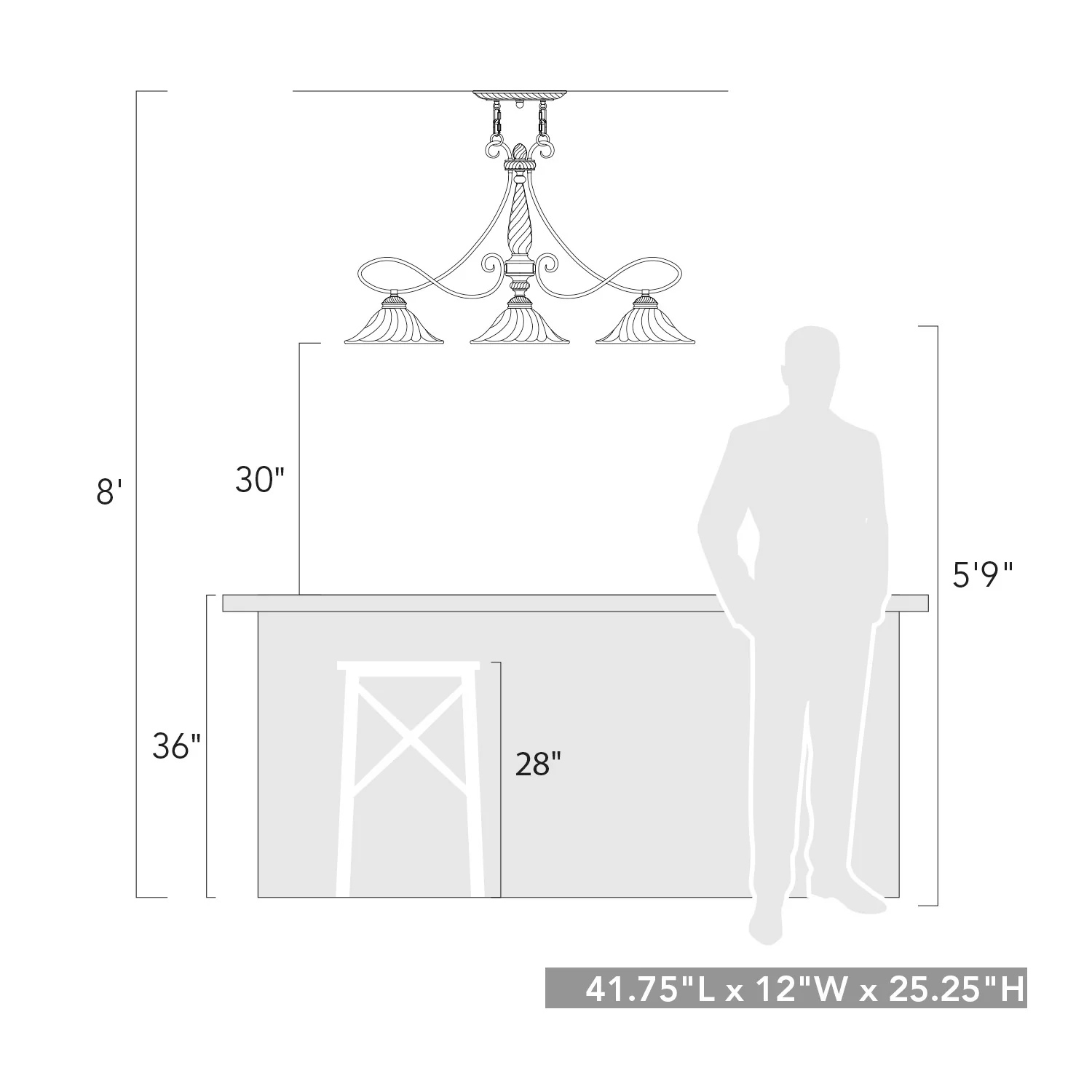 Torbellino 3-light Island Light in Cordoban Bronze and Remolino Glass - Image 3