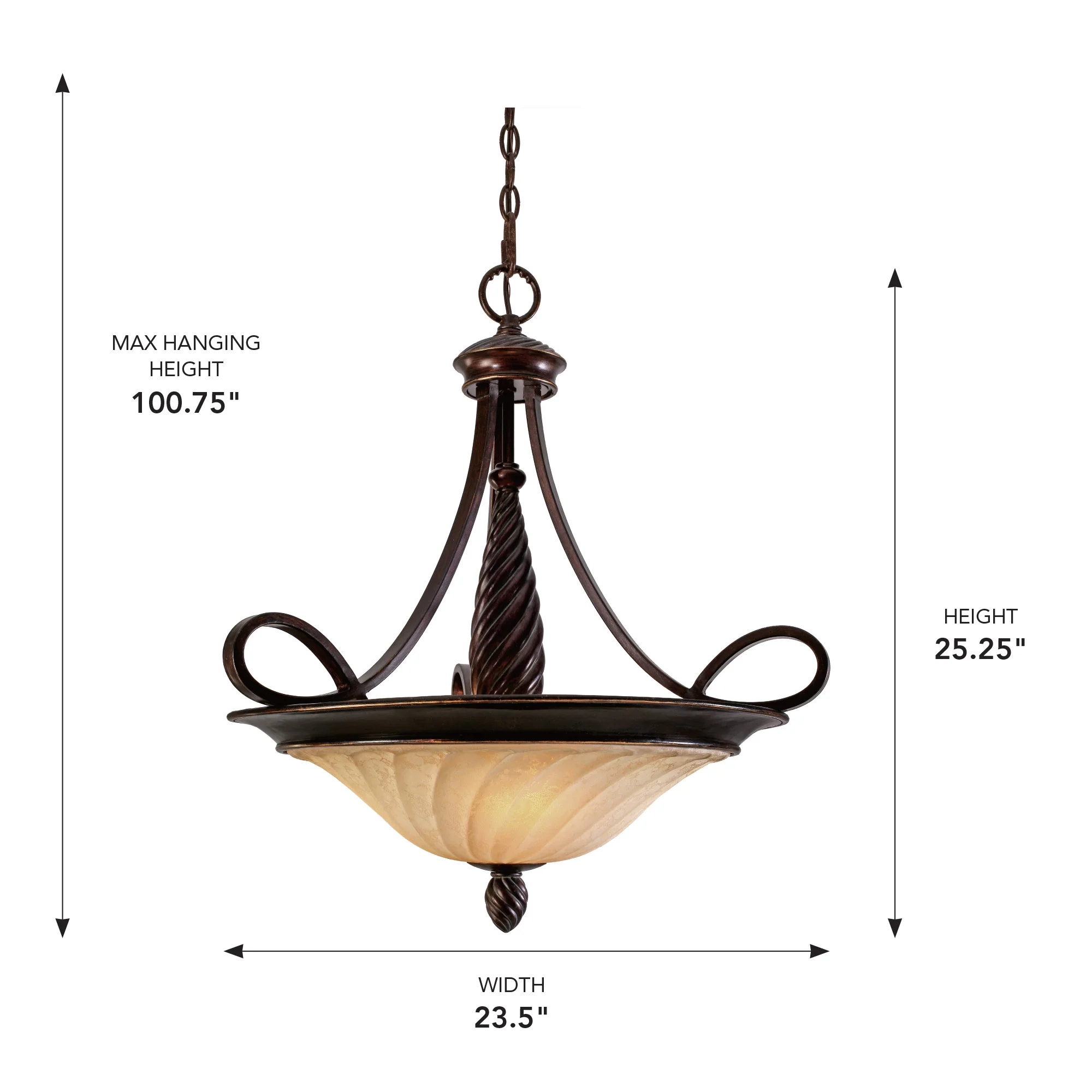 Torbellino 3-light Pendant in Cordoban Bronze and Remolino Glass - Image 3