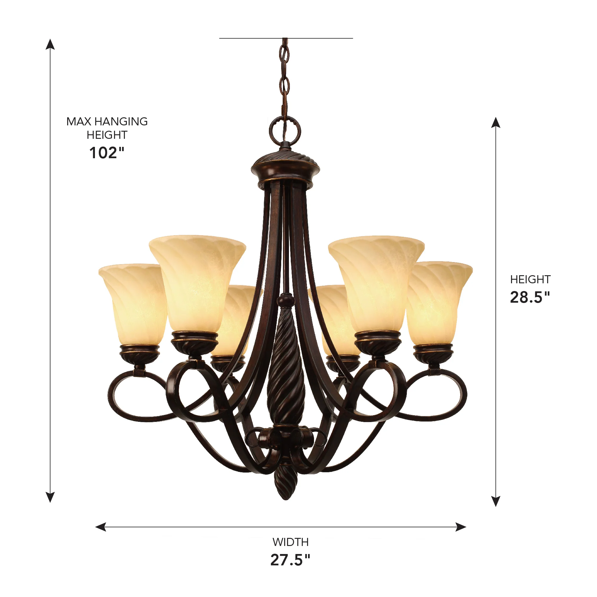 Torbellino 6-light Chandelier in Cordoban Bronze - Image 6