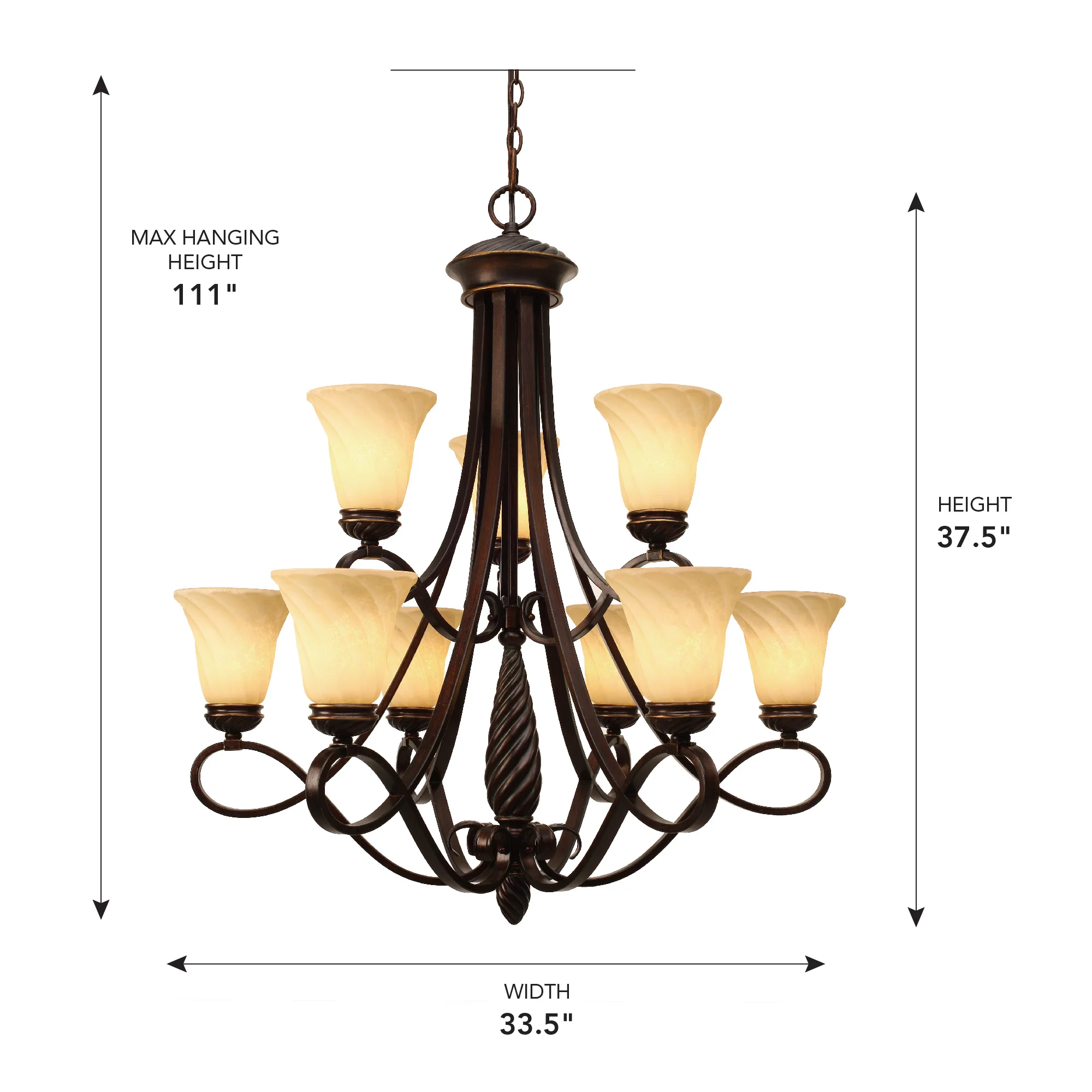 Torbellino 9-light Chandelier in Cordoban Bronze - Image 4