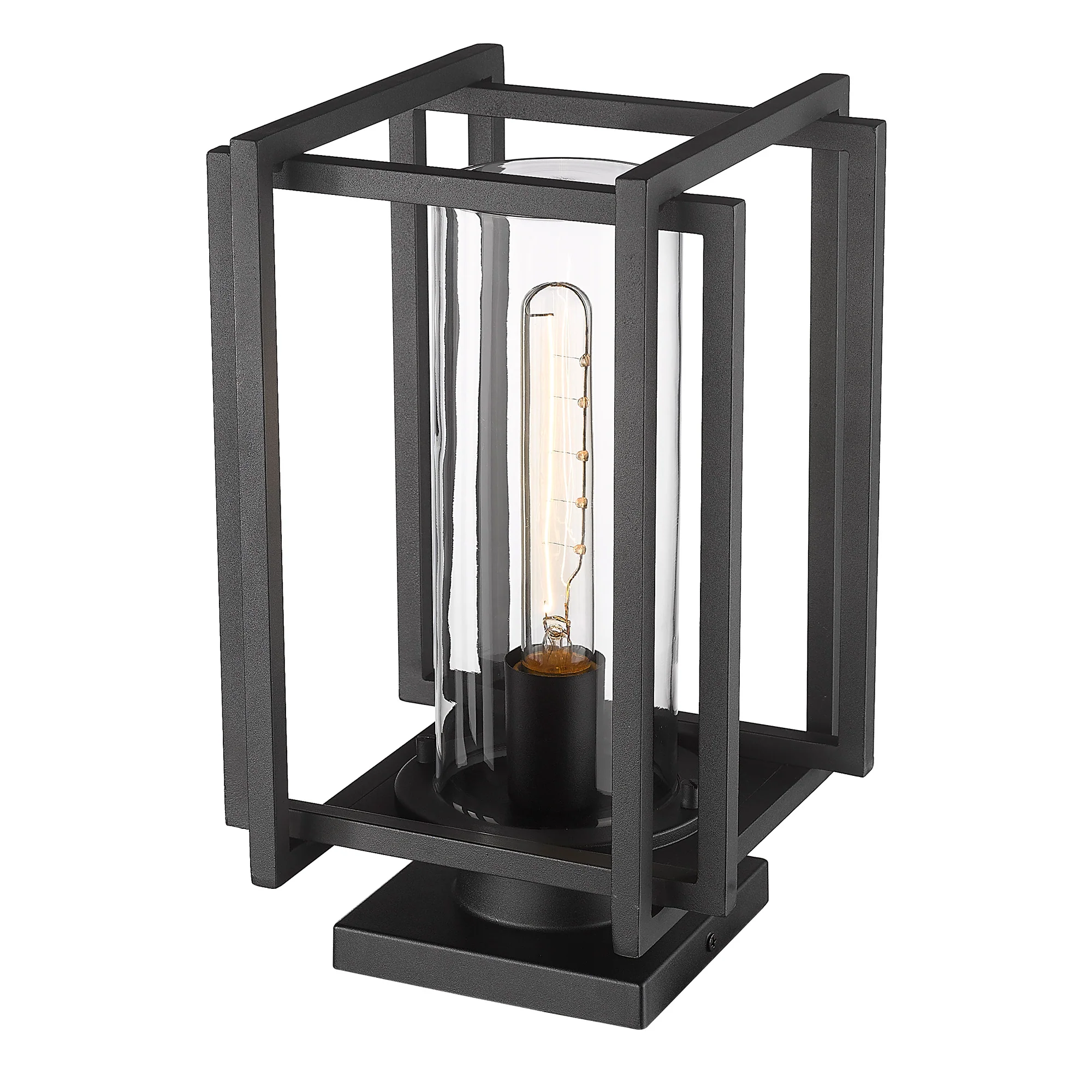 Tribeca 1-light Outdoor Pier Mount in Natural Black and Clear Glass - Image 3