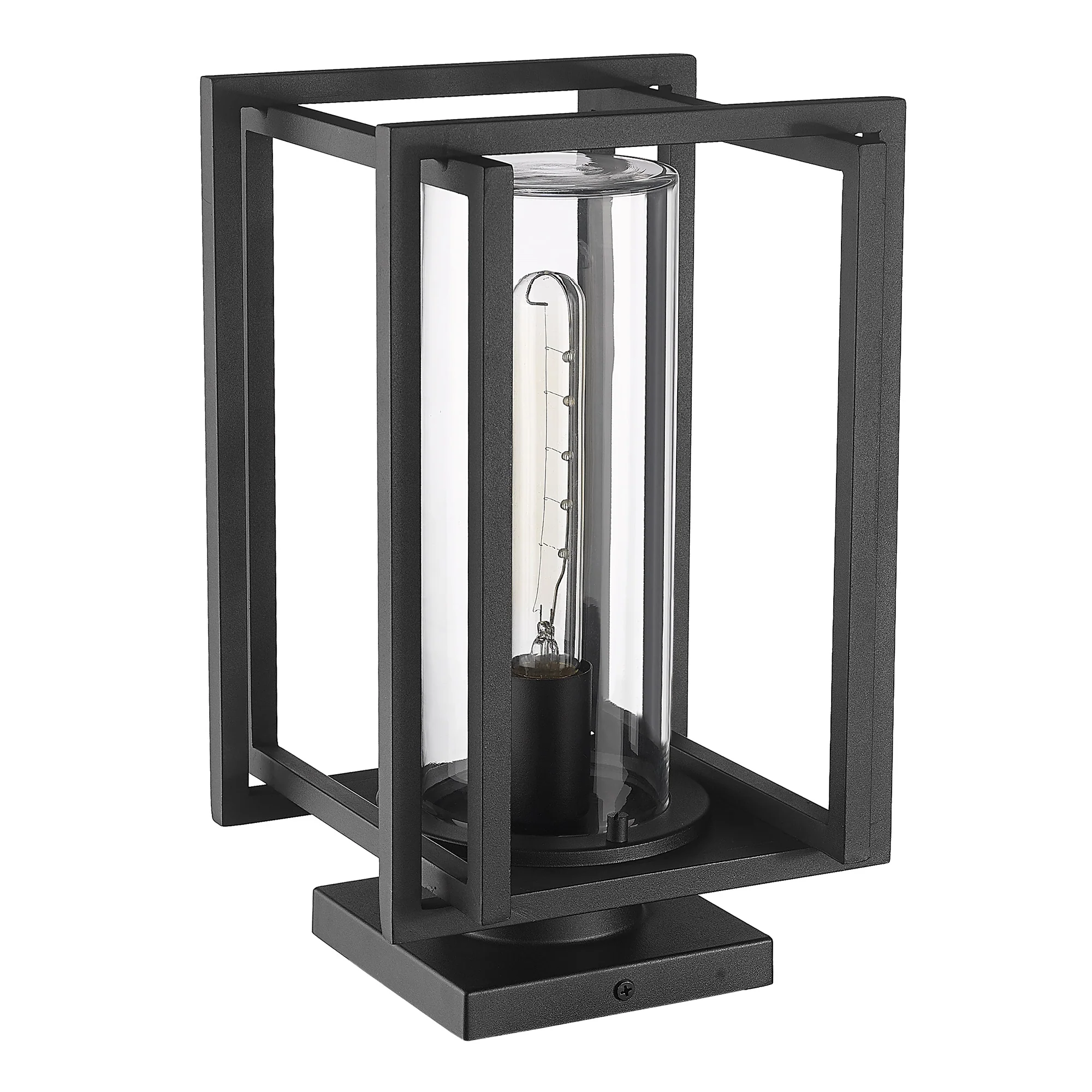 Tribeca 1-light Outdoor Pier Mount in Natural Black and Clear Glass - Image 4
