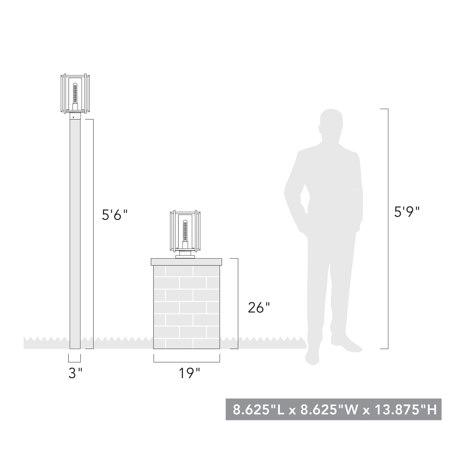 Tribeca 1-light Outdoor Pier Mount in Natural Black and Clear Glass - Image 6