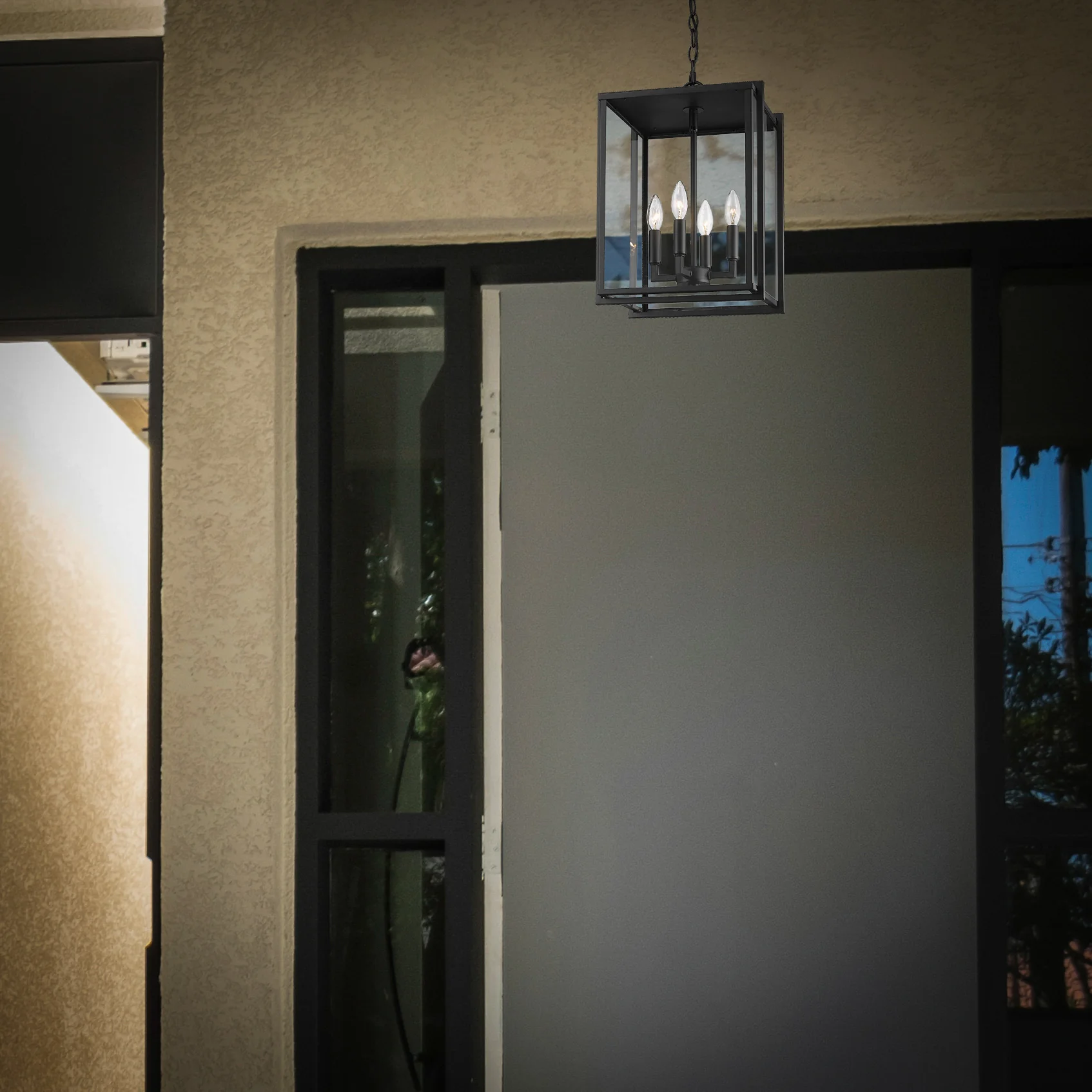 Tribeca 4-light Outdoor Pendant in Natural Black - Image 4