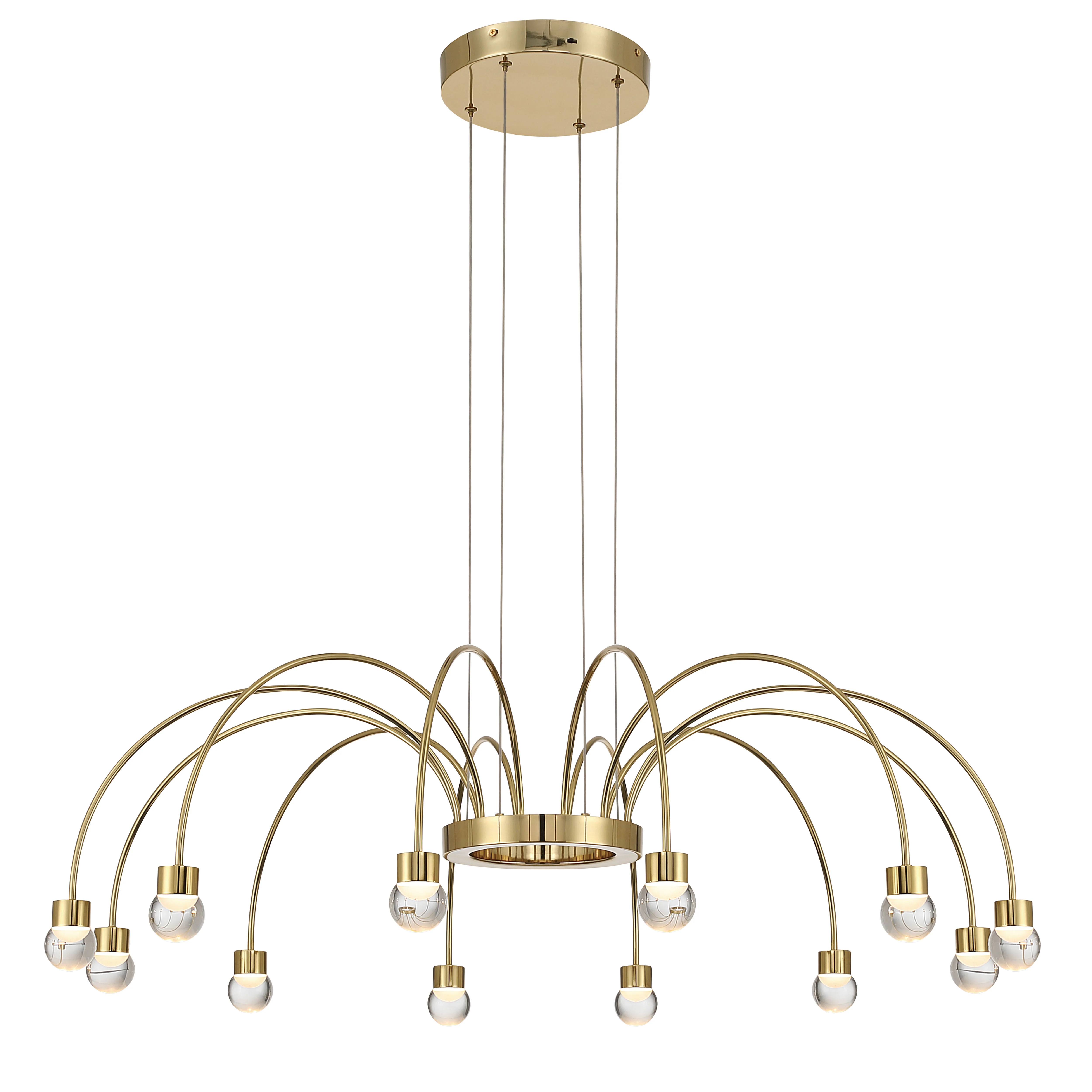 Vario Integrated LED 12 light Chandelier in Titanium Gold with Globe diffusers - Image 2