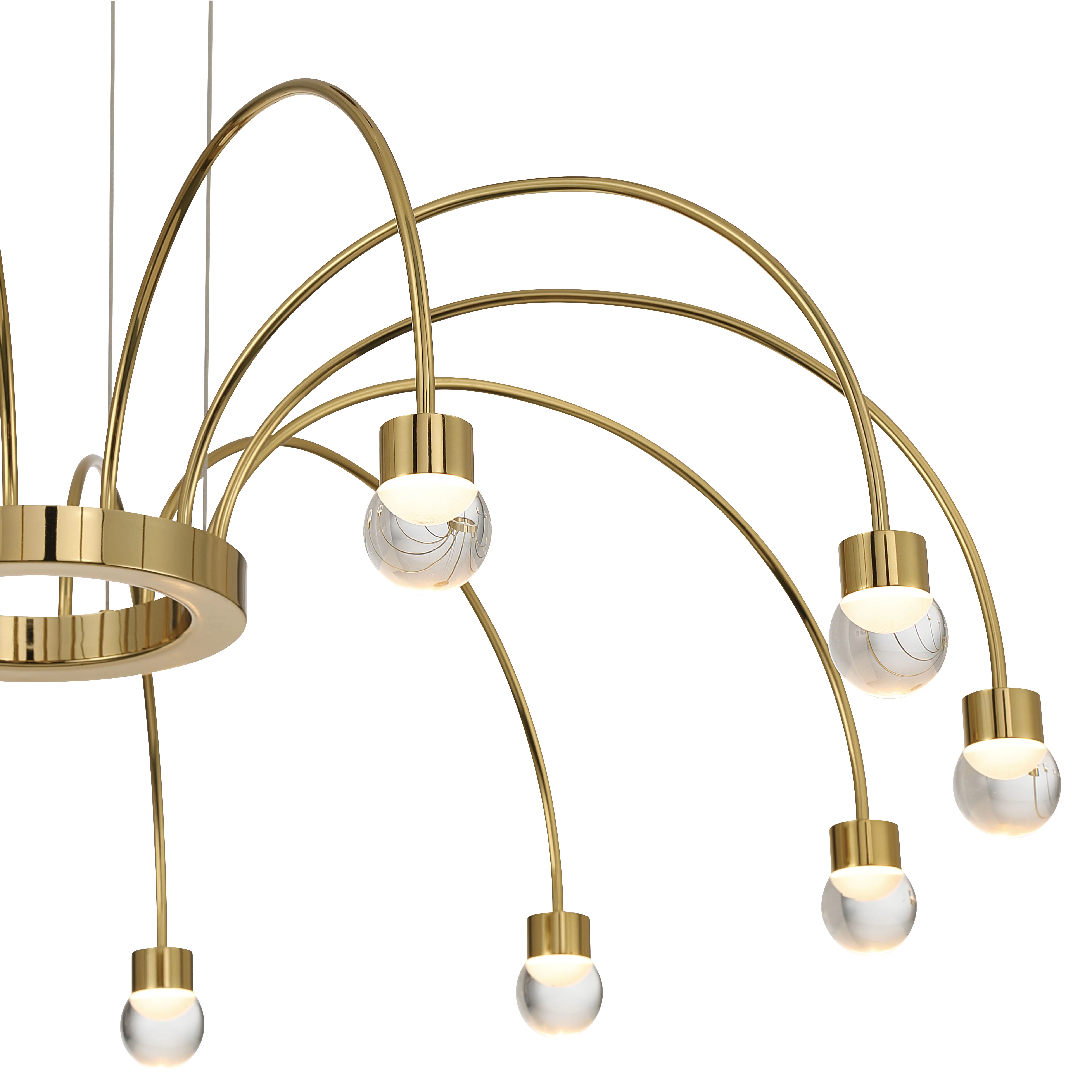 Vario Integrated LED 12 light Chandelier in Titanium Gold with Globe diffusers - Image 7