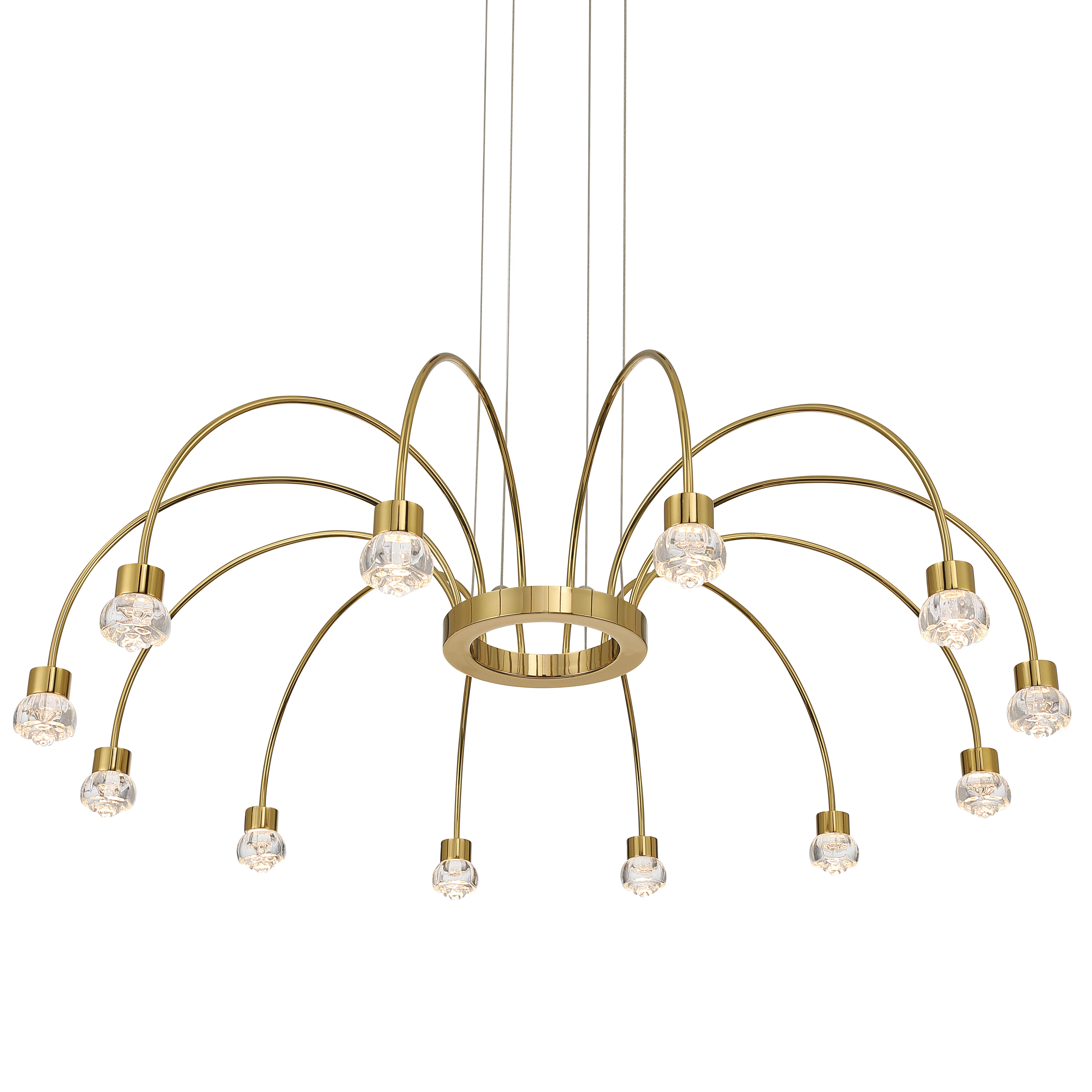 Vario Integrated LED 12 light Chandelier in Titanium Gold with Rose diffusers