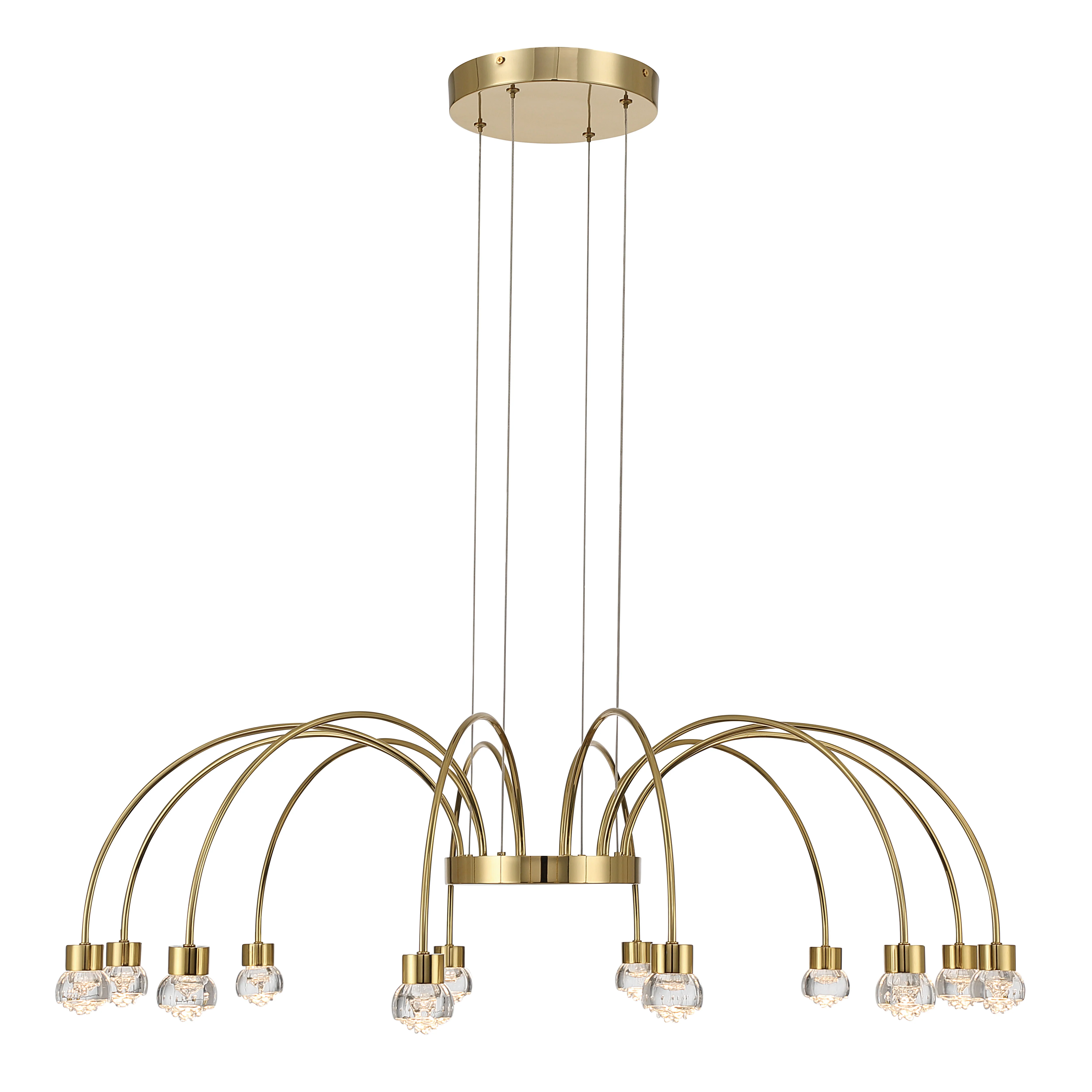 Vario Integrated LED 12 light Chandelier in Titanium Gold with Rose diffusers - Image 4