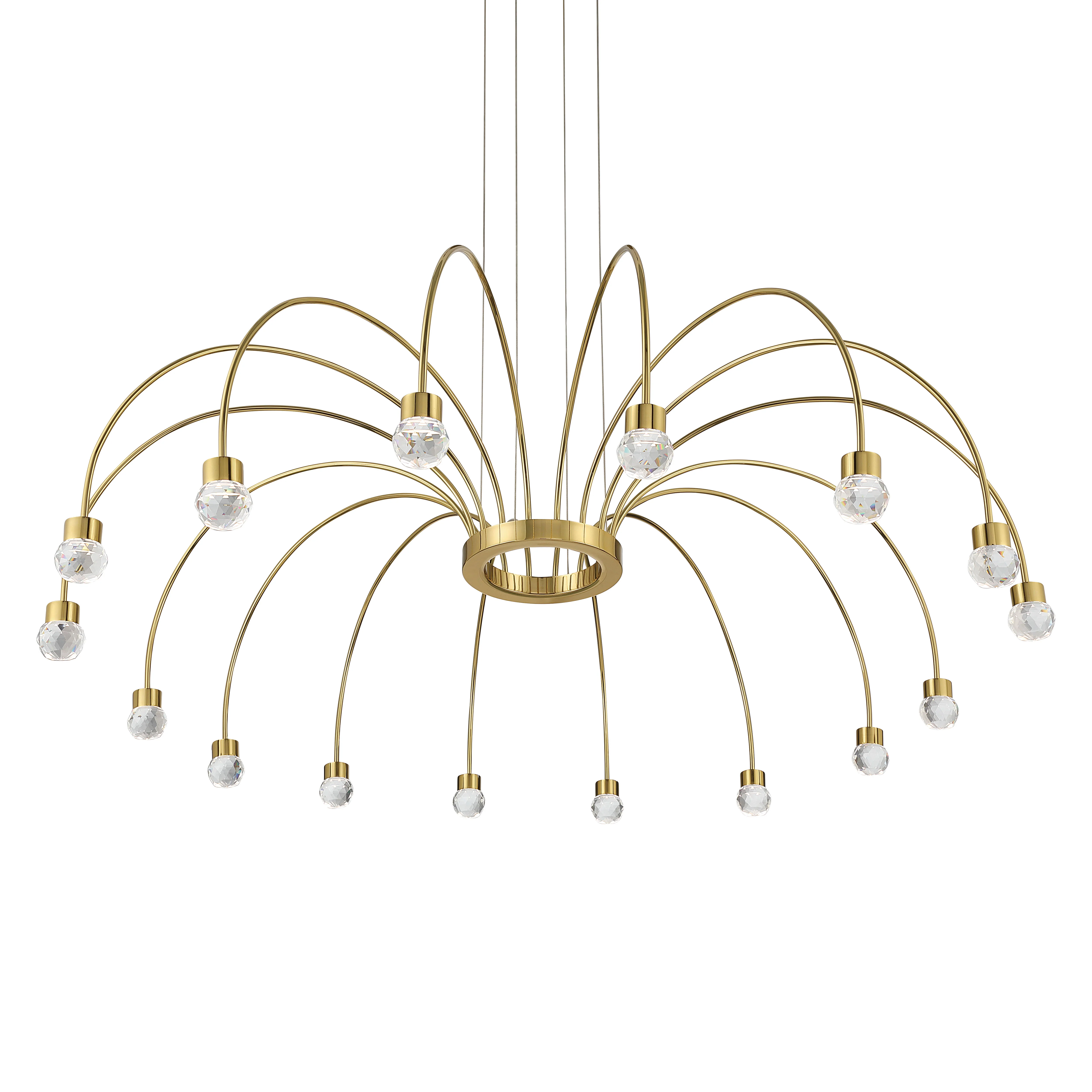 Vario Integrated LED 16 light Chandelier in Titanium Gold with Crystal diffusers