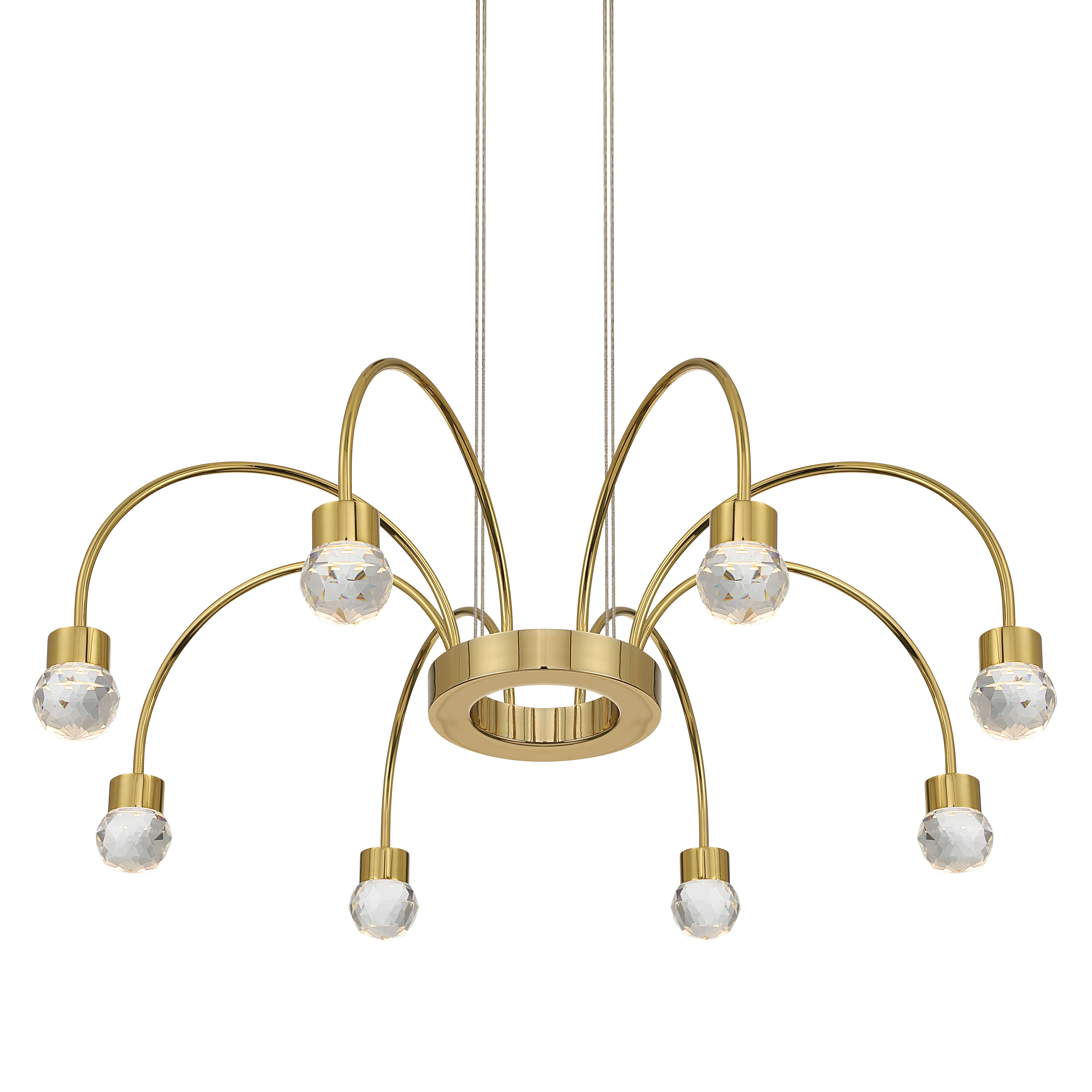 Vario Integrated LED 8 light Chandelier in Titanium Gold with Crystal diffusers