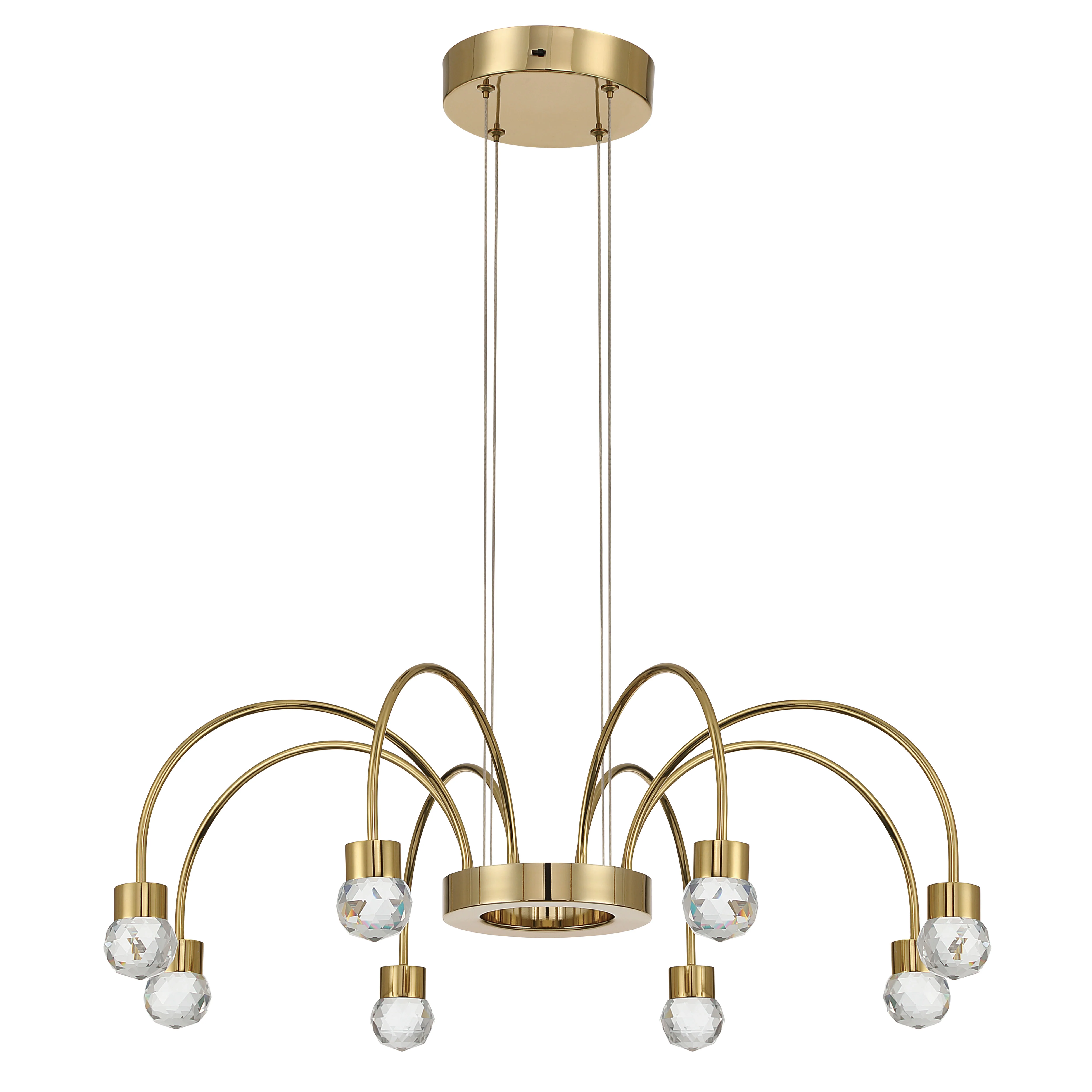 Vario Integrated LED 8 light Chandelier in Titanium Gold with Crystal diffusers - Image 2