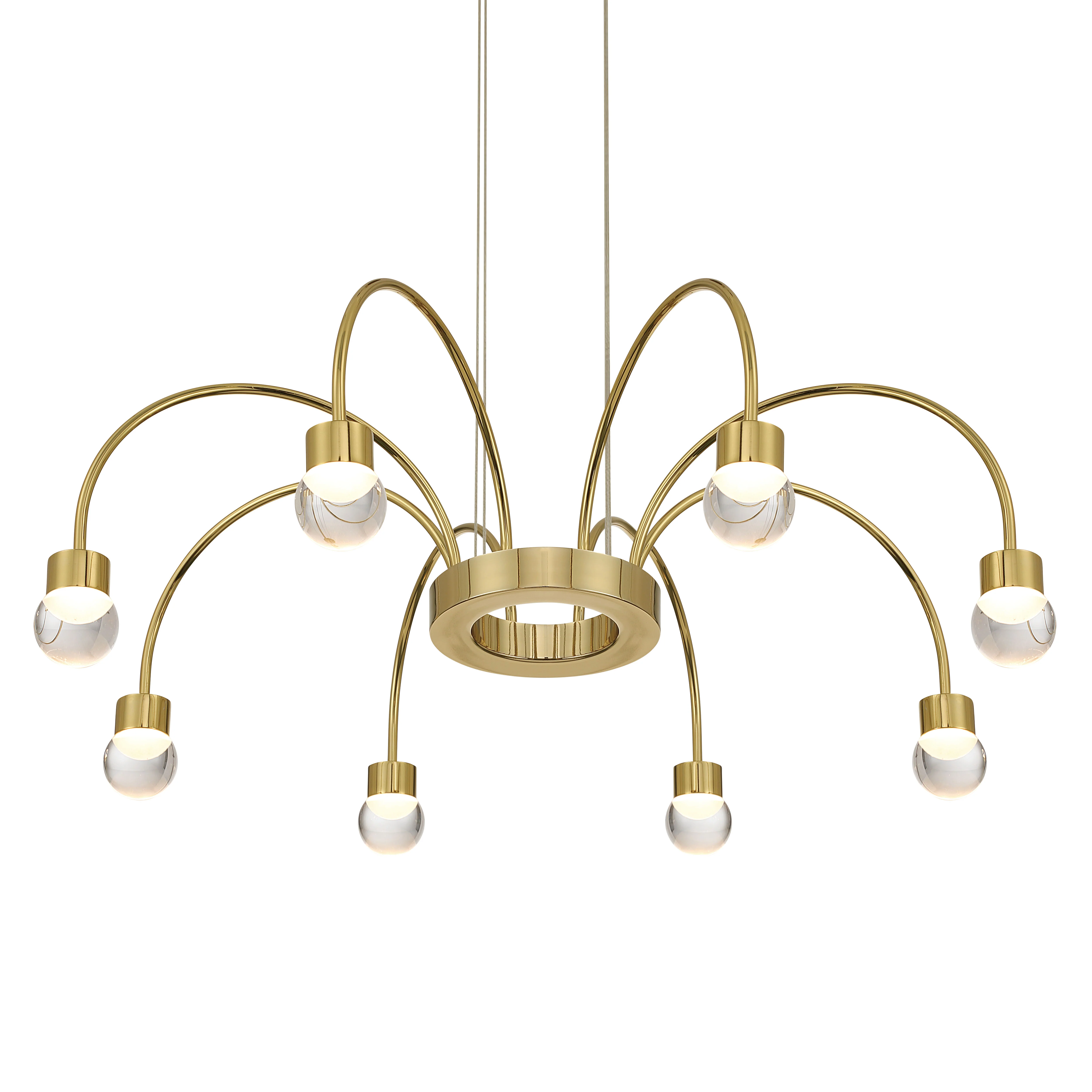 Vario Integrated LED 8 light Chandelier in Titanium Gold with Globe diffusers
