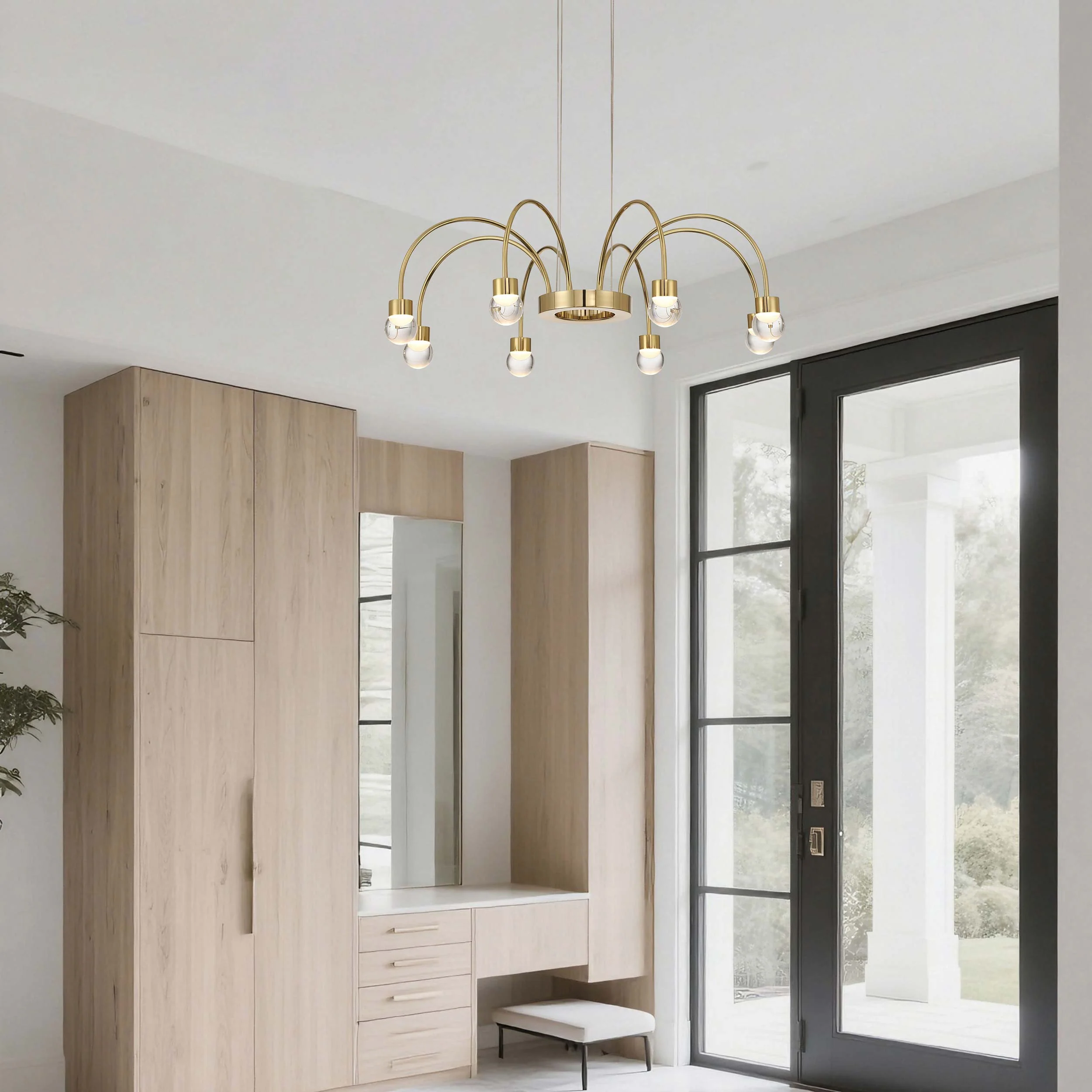 Vario Integrated LED 8 light Chandelier in Titanium Gold with Globe diffusers - Image 12