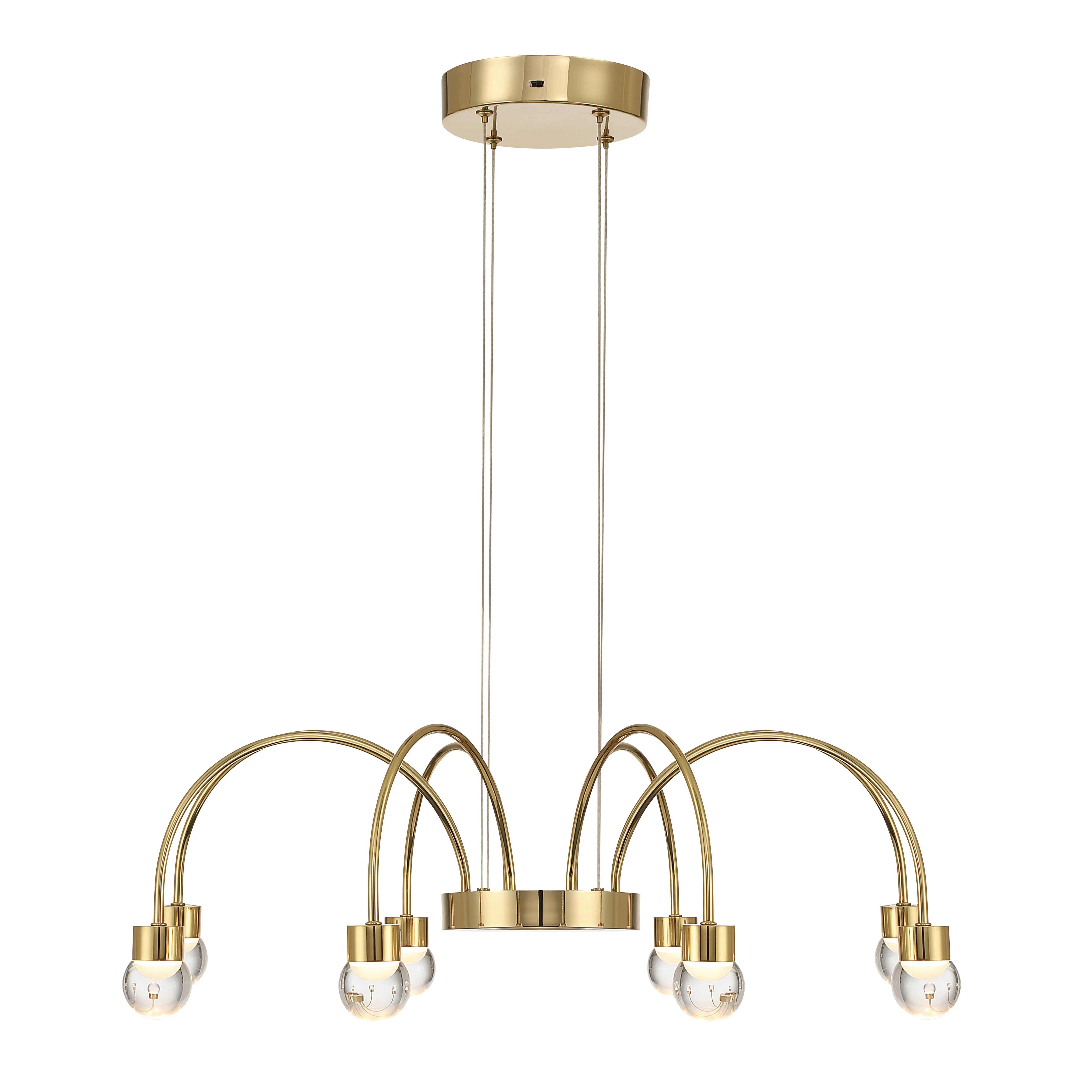 Vario Integrated LED 8 light Chandelier in Titanium Gold with Globe diffusers - Image 3
