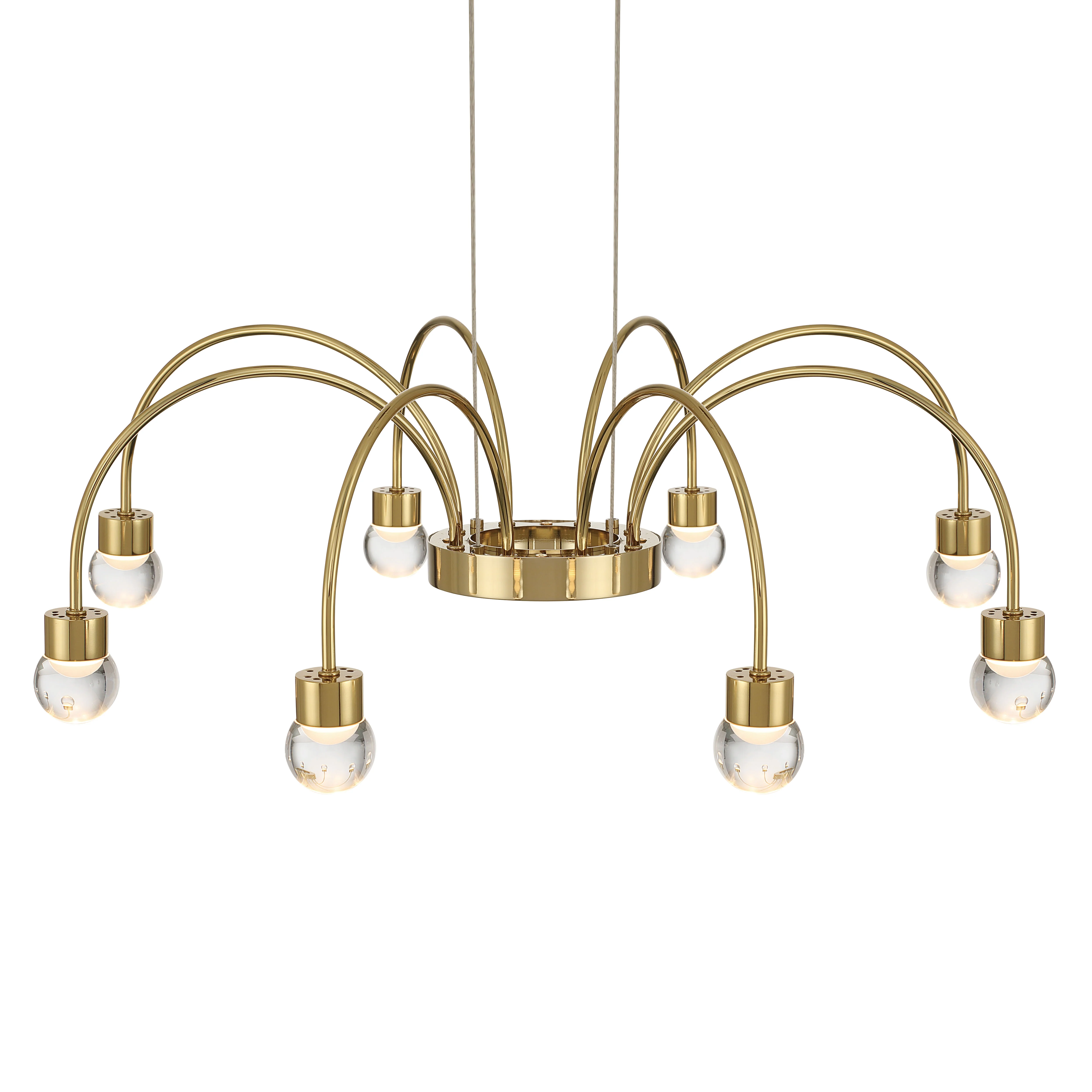 Vario Integrated LED 8 light Chandelier in Titanium Gold with Globe diffusers - Image 4