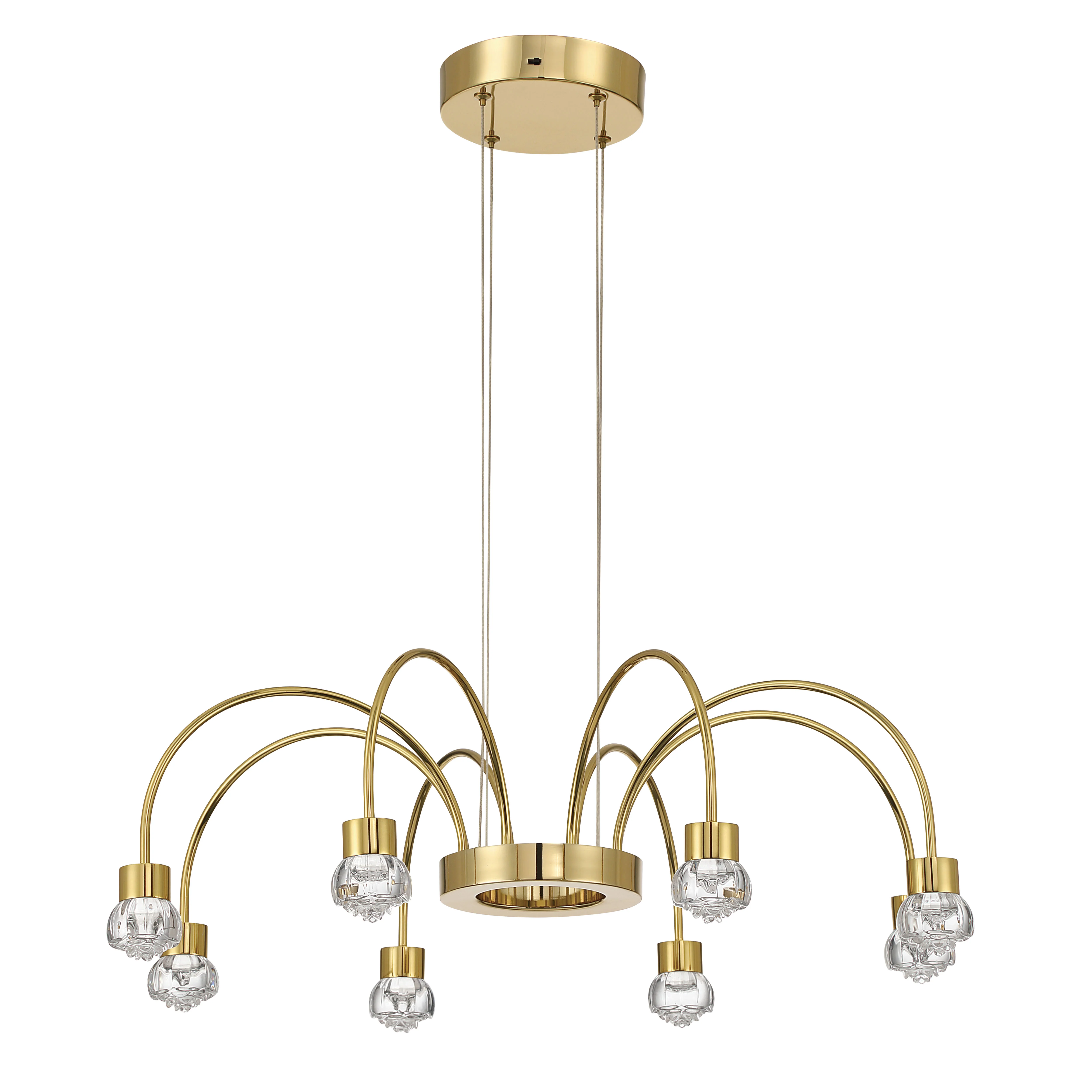Vario Integrated LED 8 light Chandelier in Titanium Gold with Rose diffusers - Image 2
