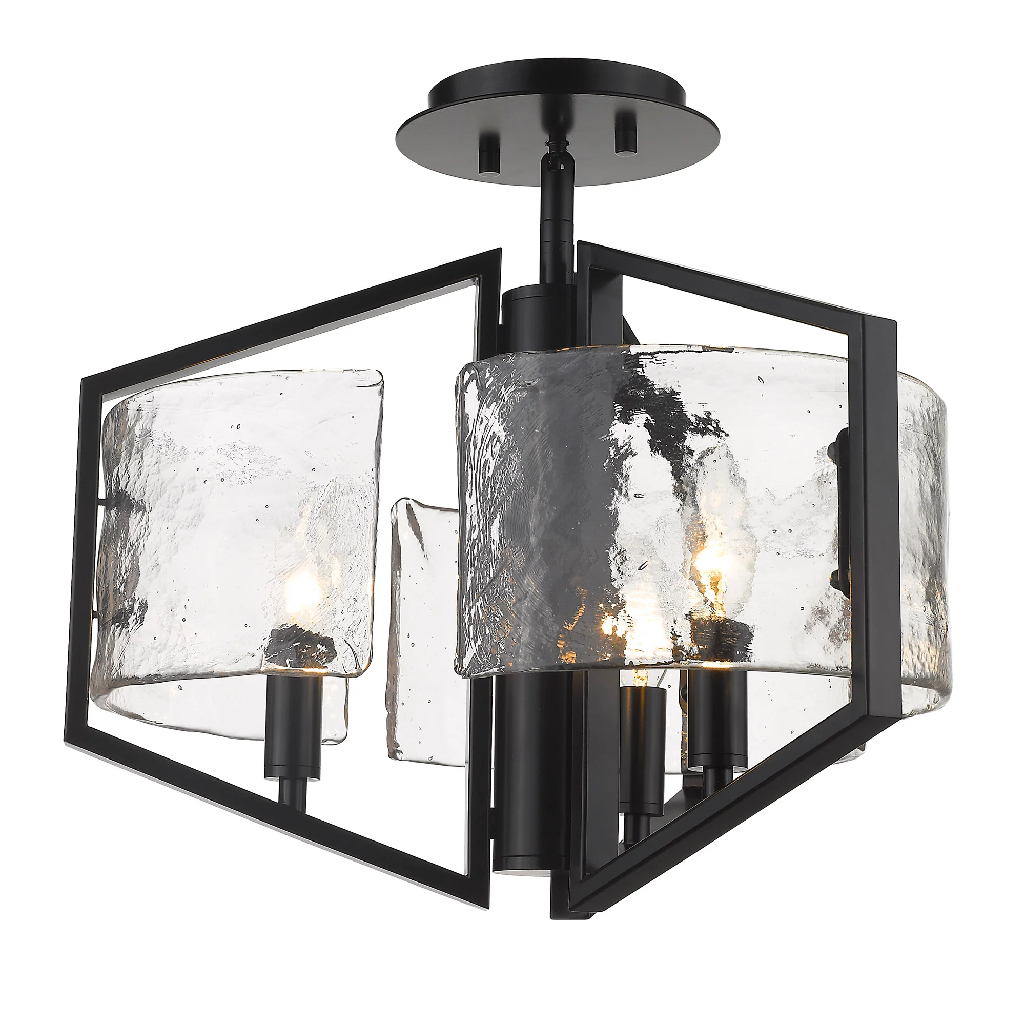 Varsha 3-light Semi-Flush Mount in Matte Black