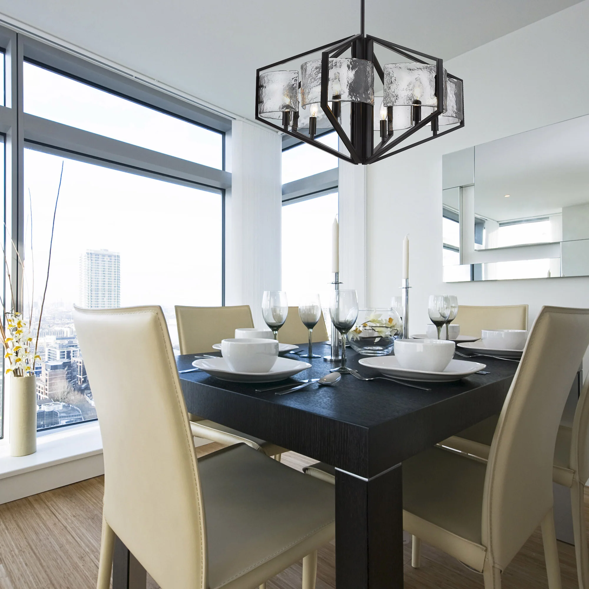 Varsha 6-light Chandelier in Matte Black - Image 7