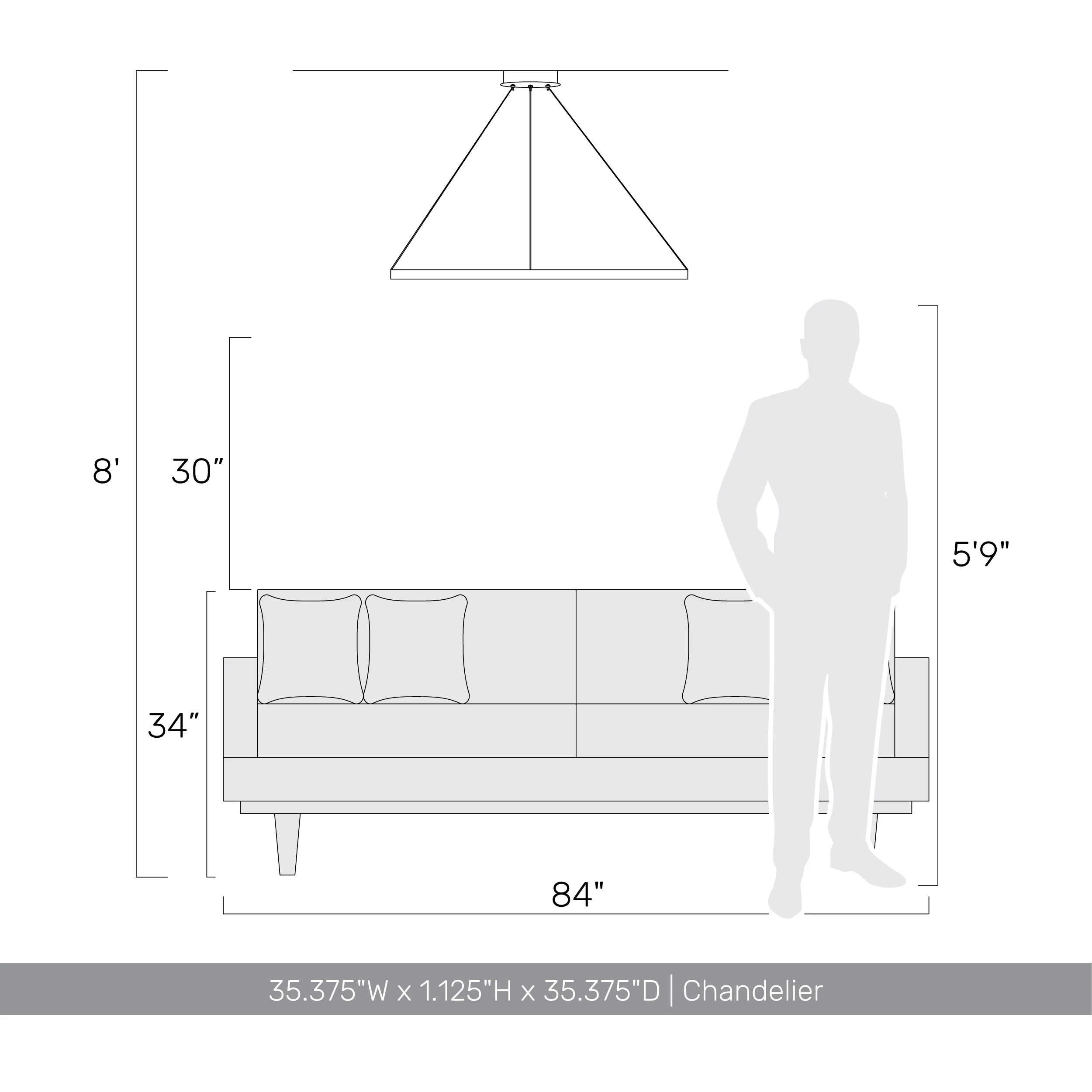 Veritas 35" Bi-directional LED Chandelier in Sand White - Image 4