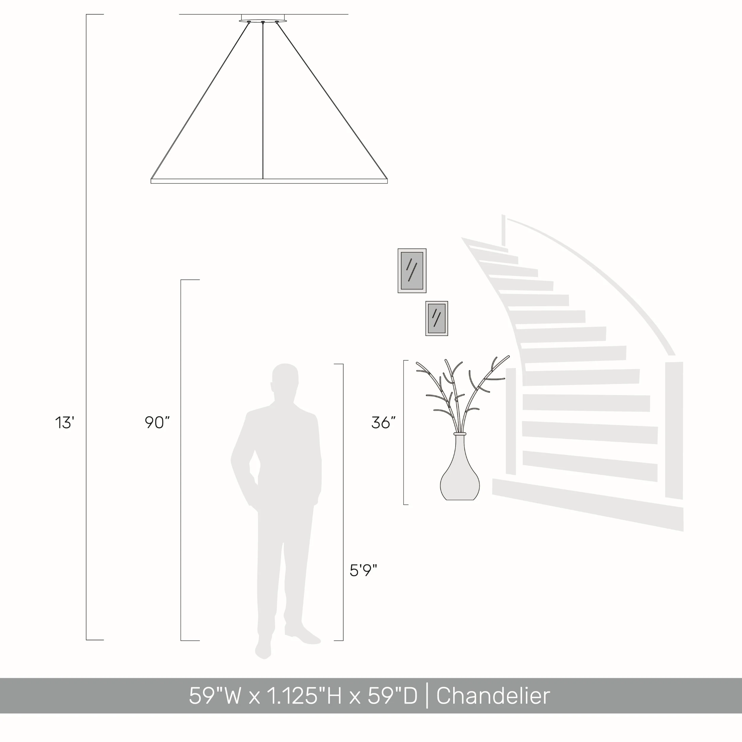 Veritas 59" Bi-directional LED Chandelier in Walnut - Image 5
