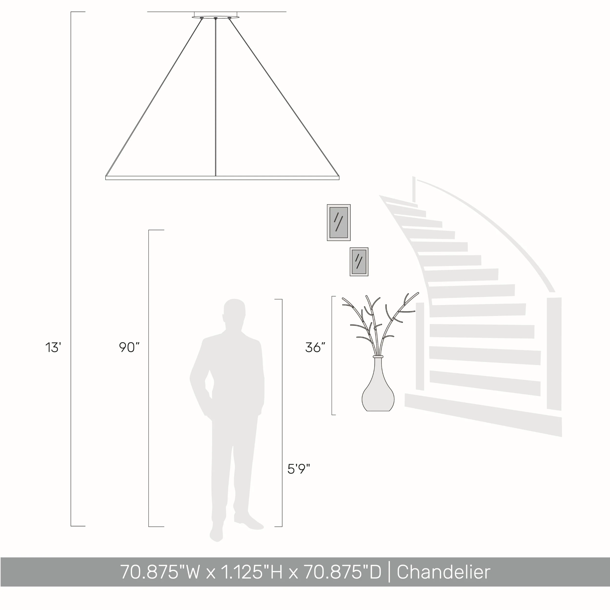 Veritas 71" Bi-directional LED Chandelier in Sand White - Image 4
