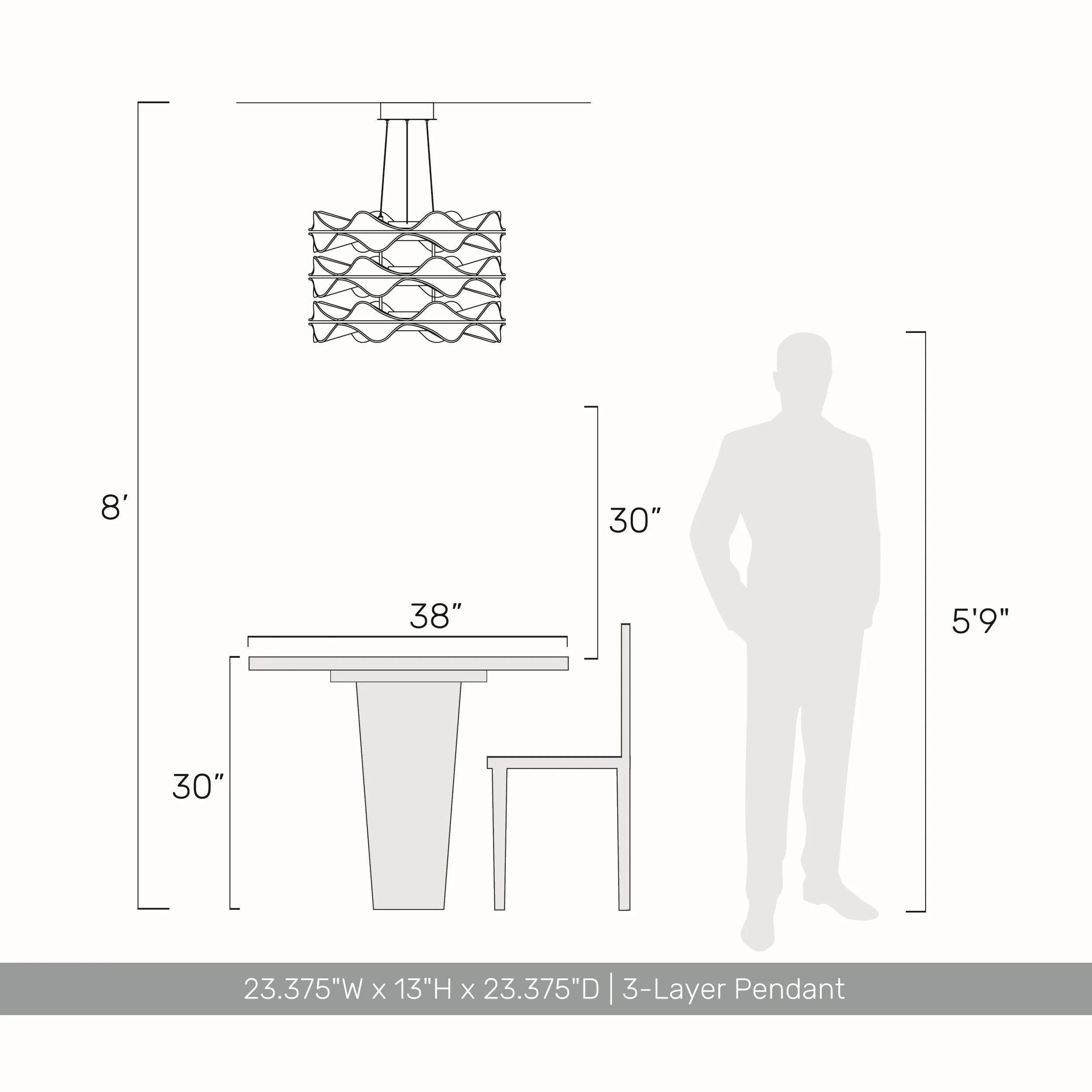 Vetrina Integrated LED 3-tier Pendant in Light Gold - Image 8