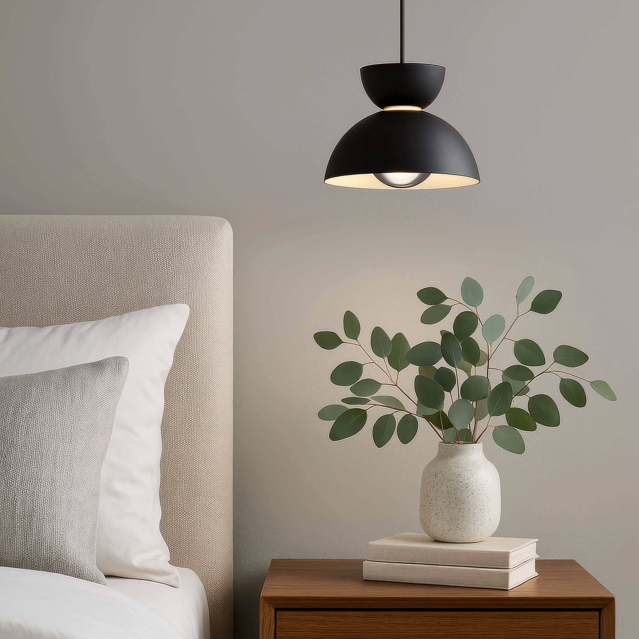 Vintra Integrated LED Pendant in Sand Black and Chrome shade - Image 12