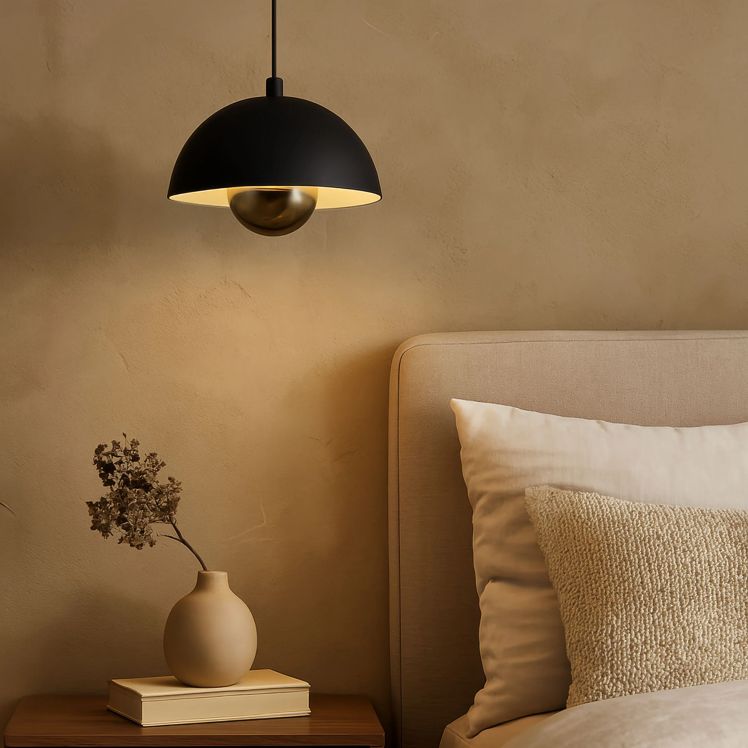 Vintra Integrated LED Pendant in Sand Black and Copper shade - Image 9
