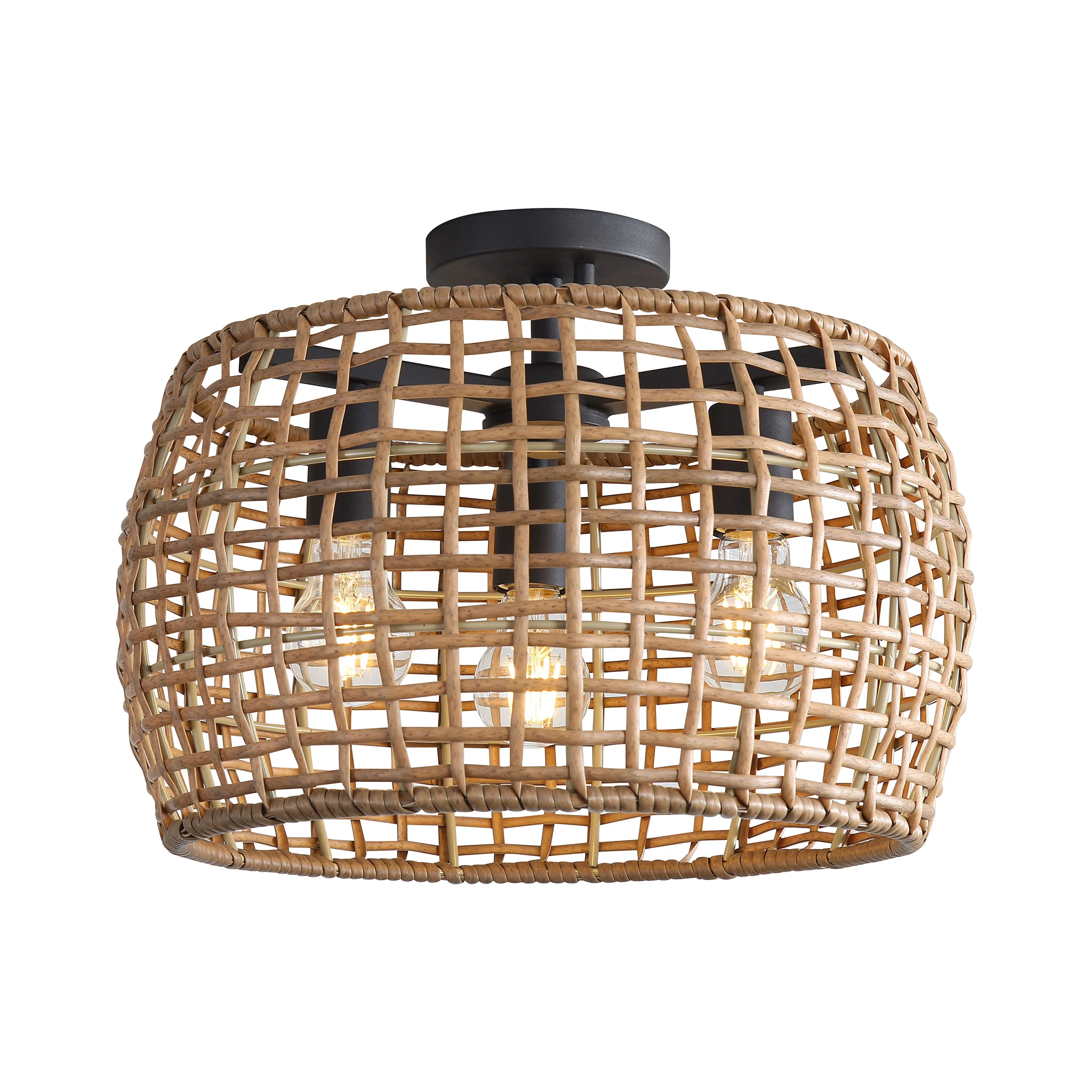 Weavelight 3-light Semi-Flush Mount in Natural Black - Image 3