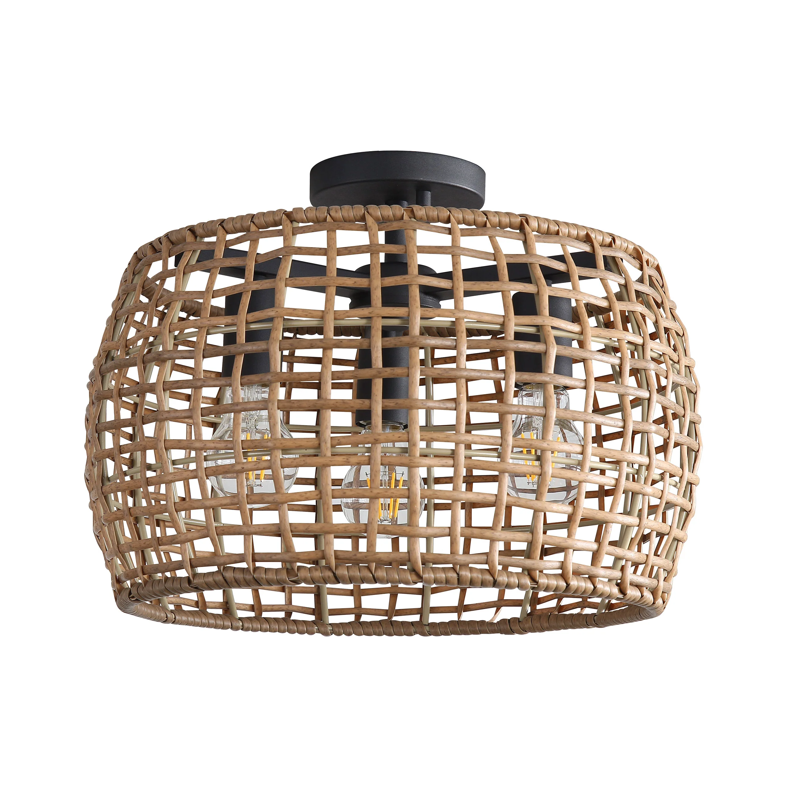 Weavelight 3-light Semi-Flush Mount in Natural Black - Image 4