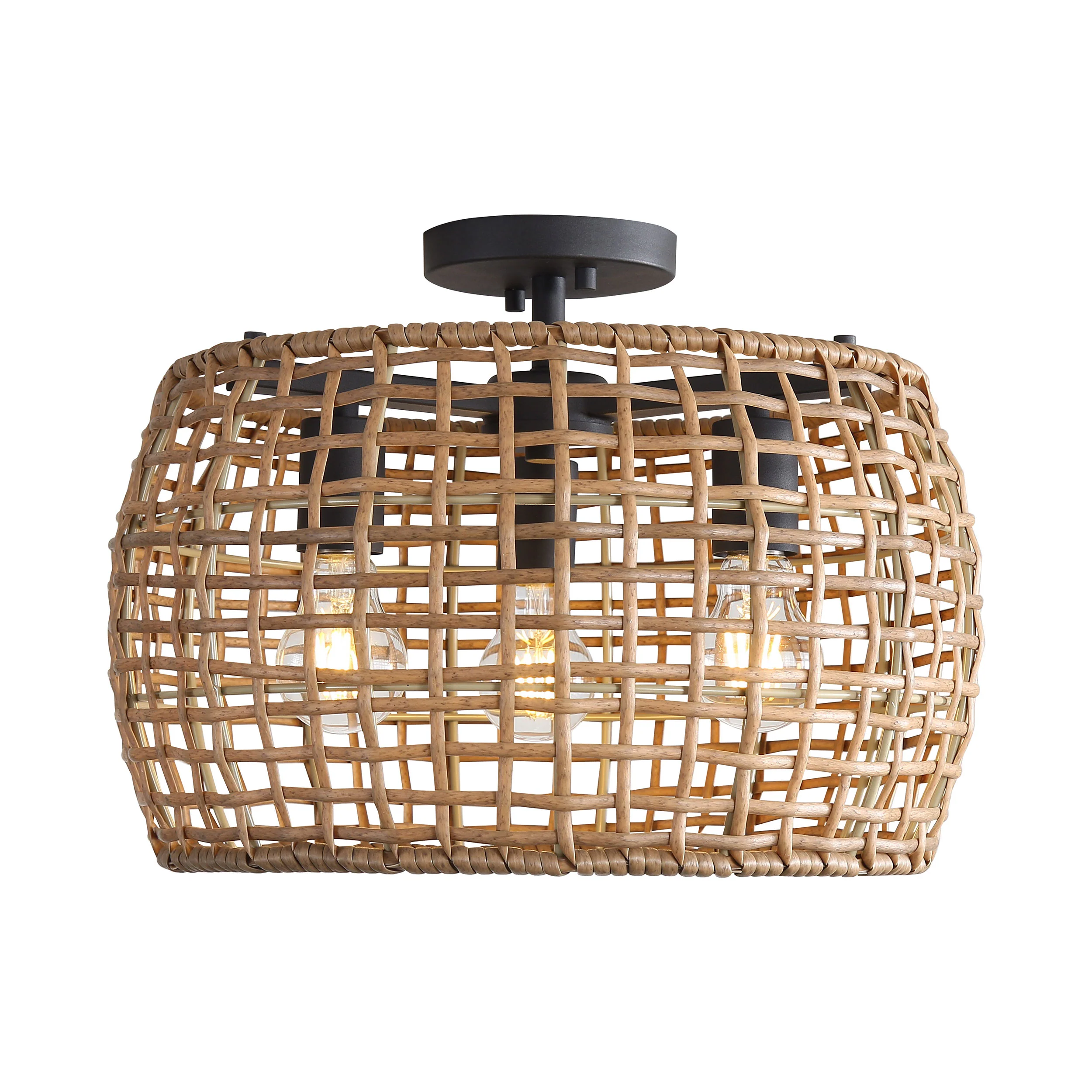 Weavelight 3-light Semi-Flush Mount in Natural Black - Image 5