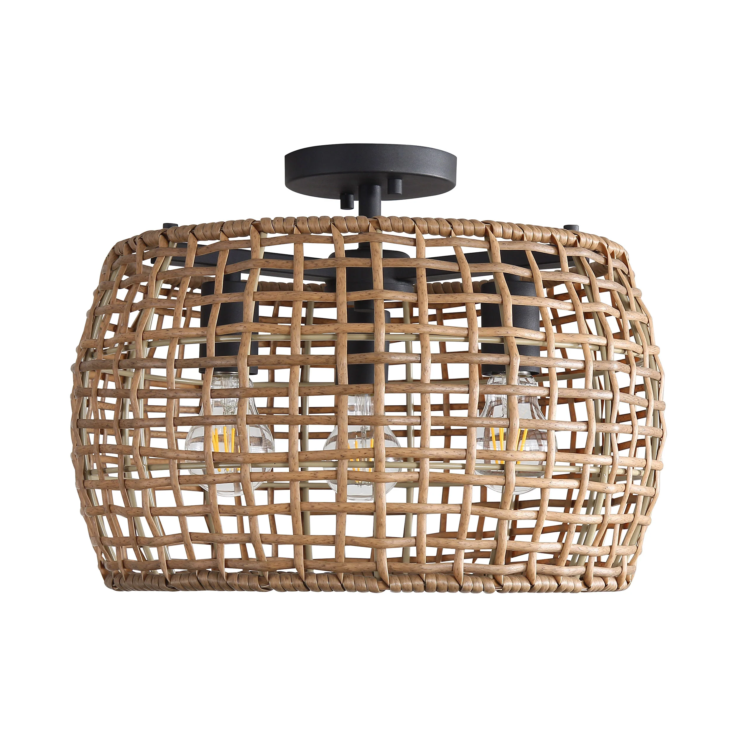 Weavelight 3-light Semi-Flush Mount in Natural Black - Image 6