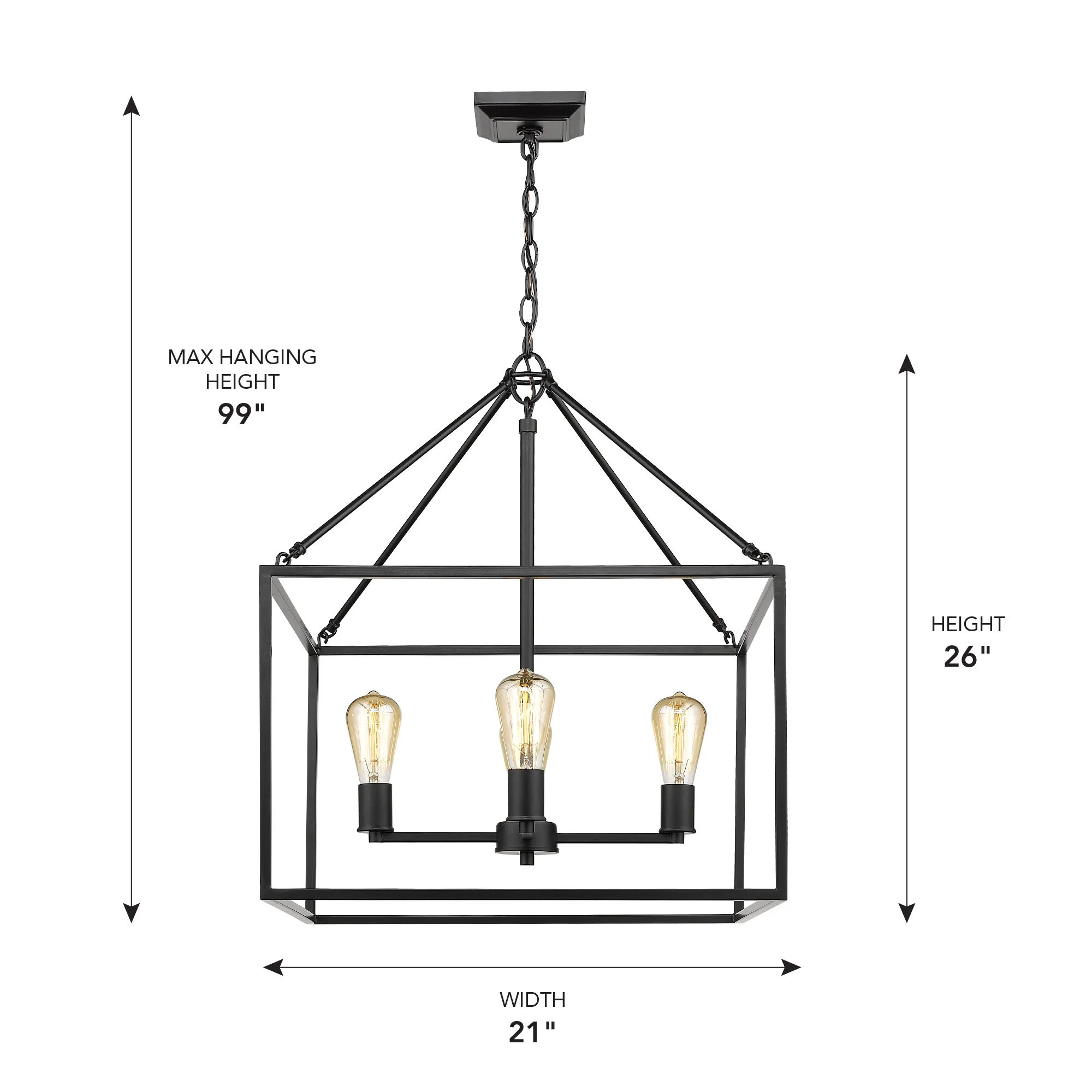 Wesson 4-light chandelier in Black - Image 4
