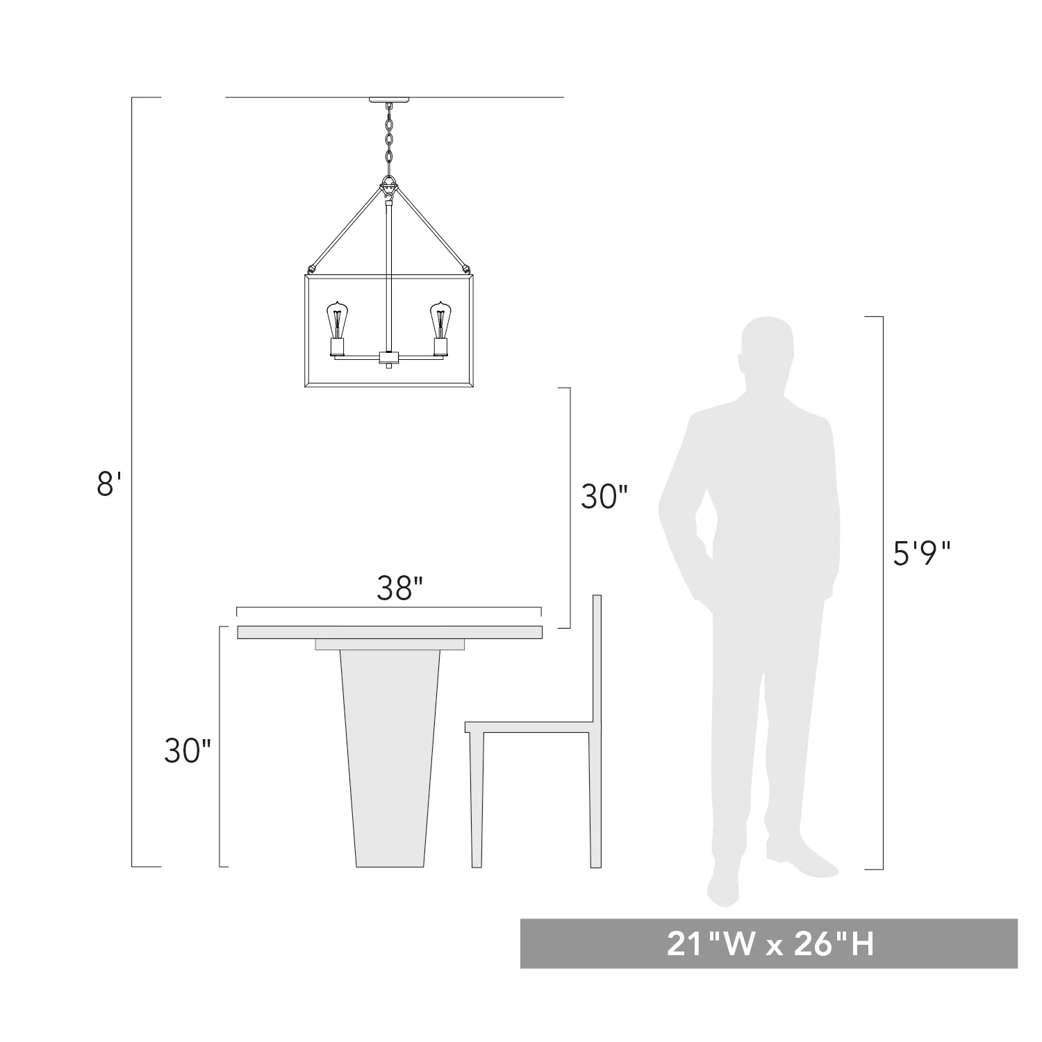 Wesson 4-light chandelier in Black - Image 6