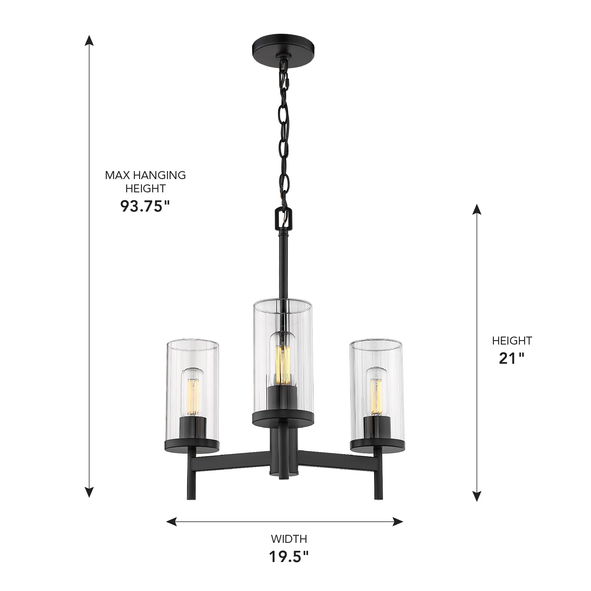 Winslett 3-light Chandelier in Matte Black - Image 5