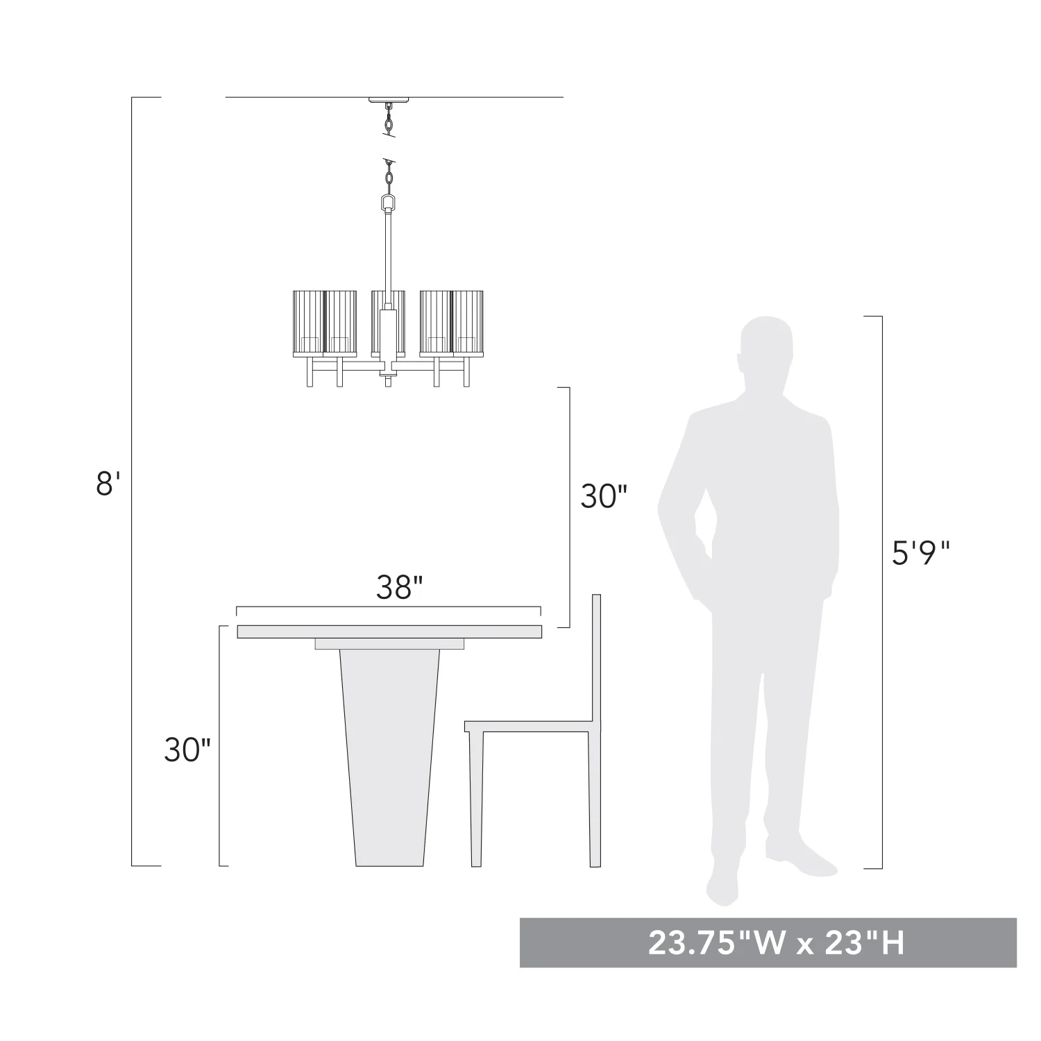 Winslett 5-light Chandelier in Matte Black - Image 7